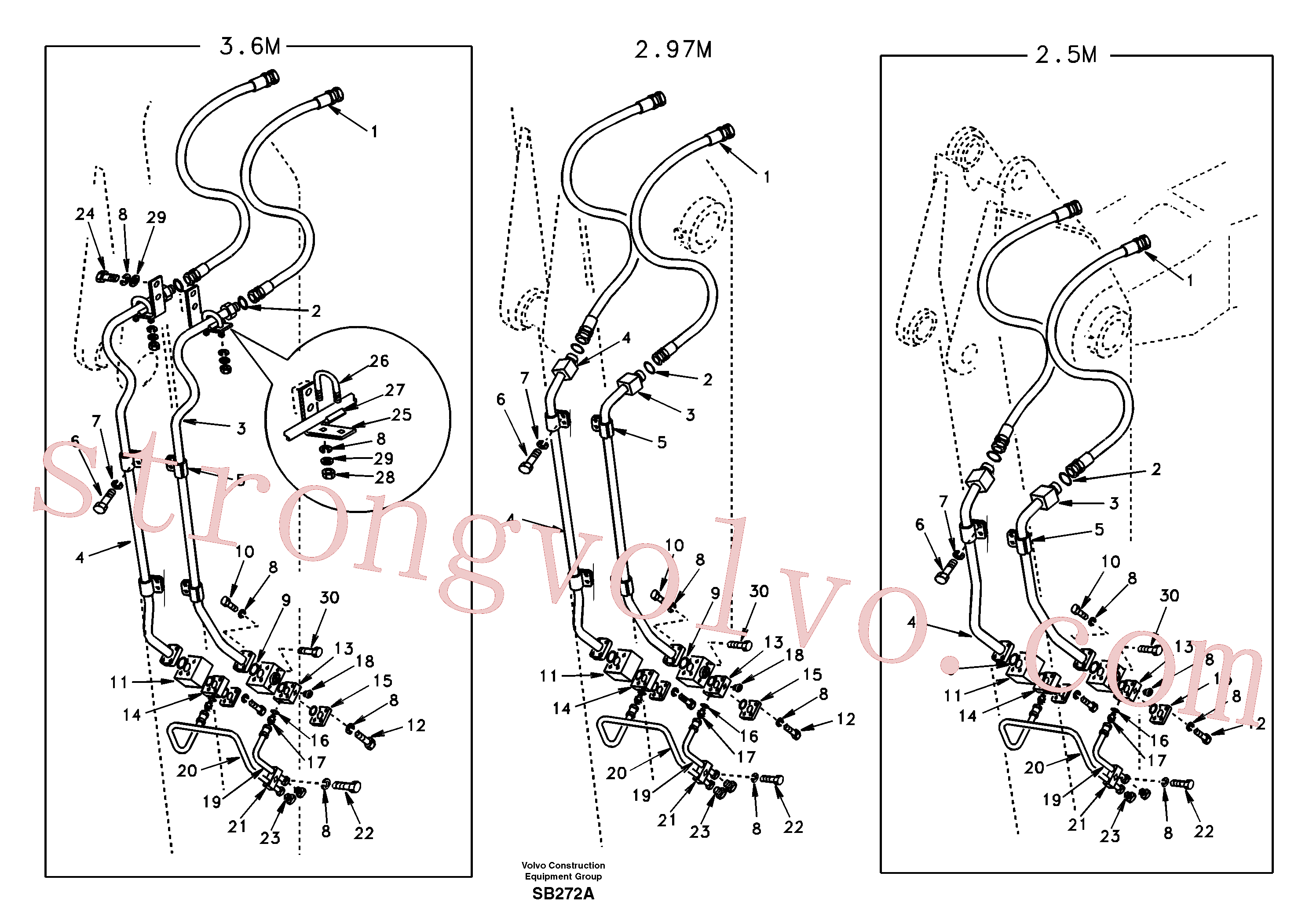 SA1174-53151 Volvo Hidráulica de serviço, martelo e cortador para braço de afundamento(SB272A Montagem)