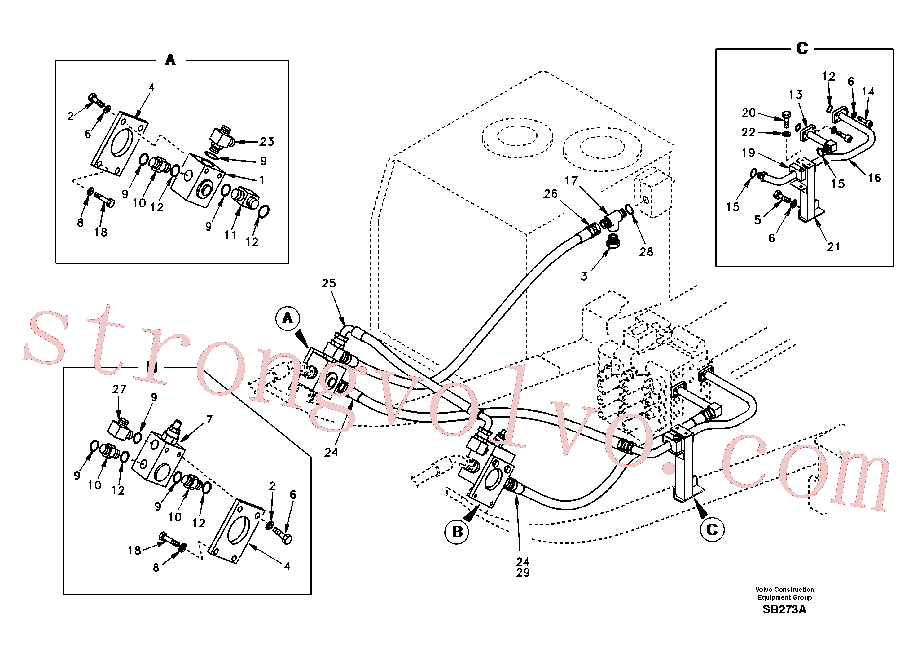 Volvo SA1142-07721 Bracket Volvo Acessórios para escavadeira
