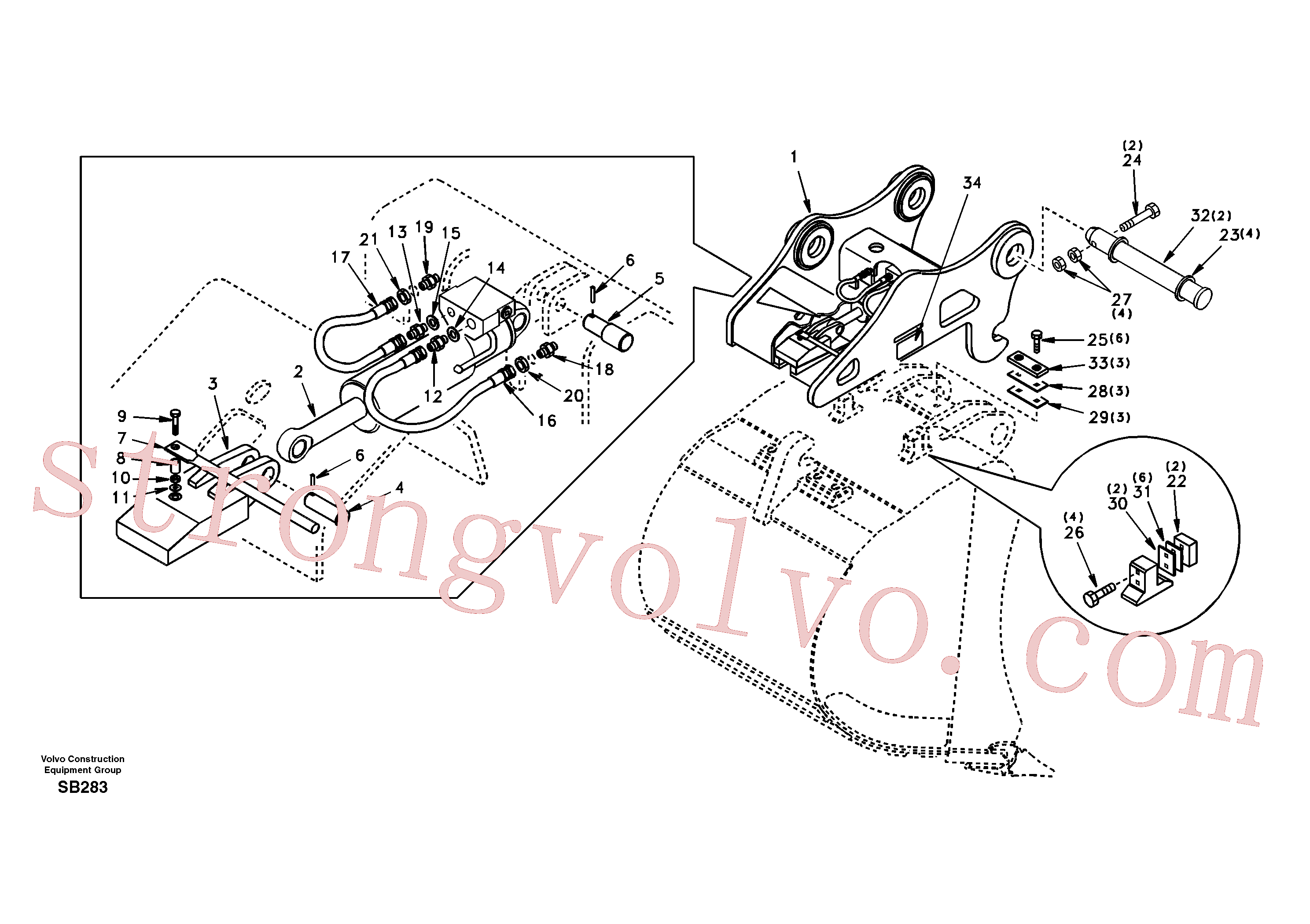 VOE14609909 Volvo Suporte de acoplamento, QuickFit(SB283 Montagem)