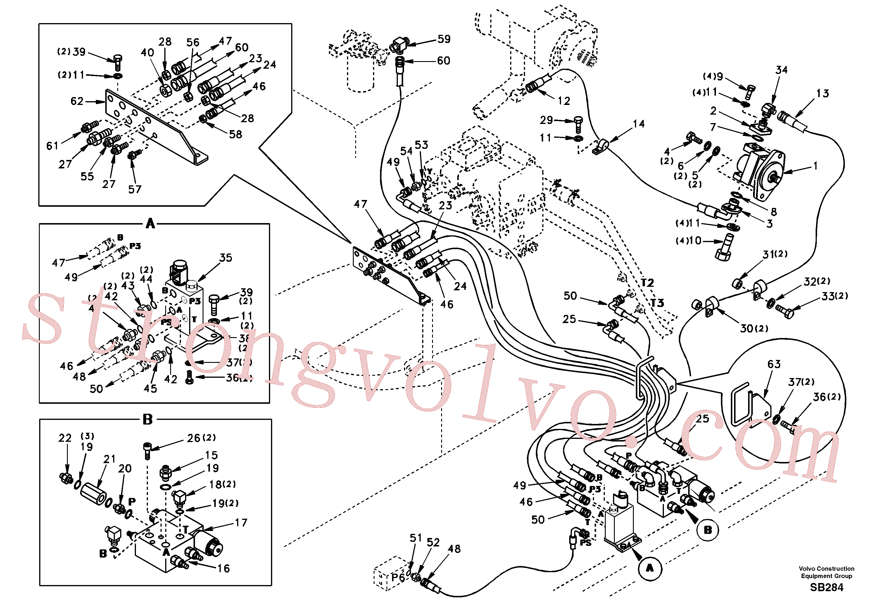 Atacado SA9453-03217 Mangueira completa Volvo escavadeira