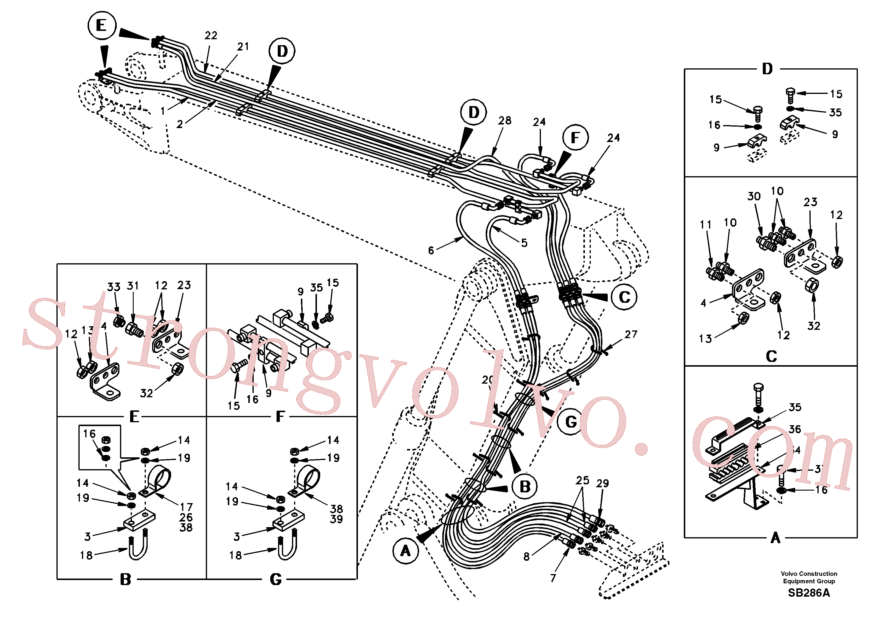 China Made SA1174-54400 Pipe Volvo Acessórios para escavadeira