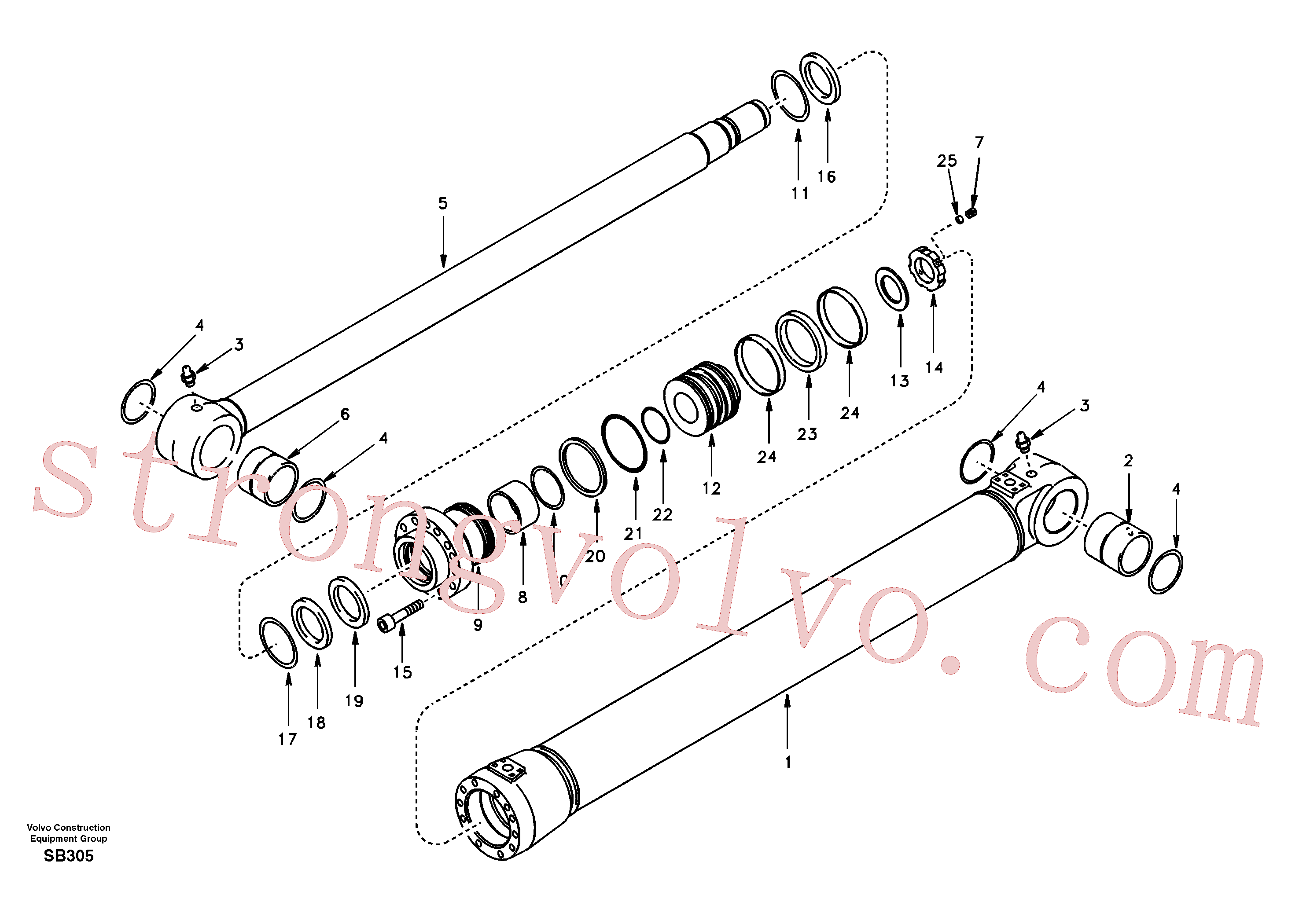 Atacado SA1146-08600 Boom Cylinder Volvo escavadeira