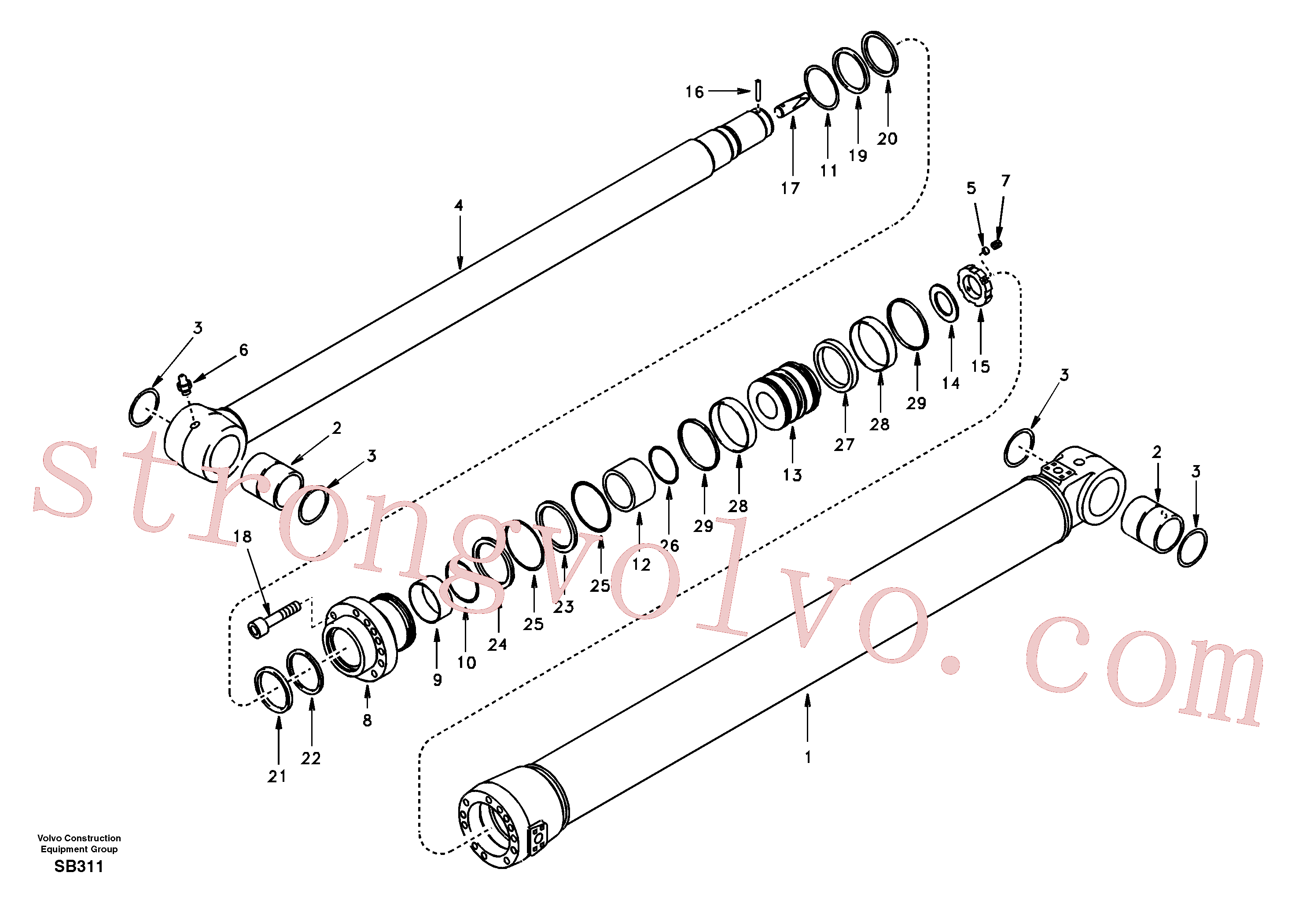 SA9016-22212 Volvo Cilindro do braço de afundamento(SB311 Montagem)