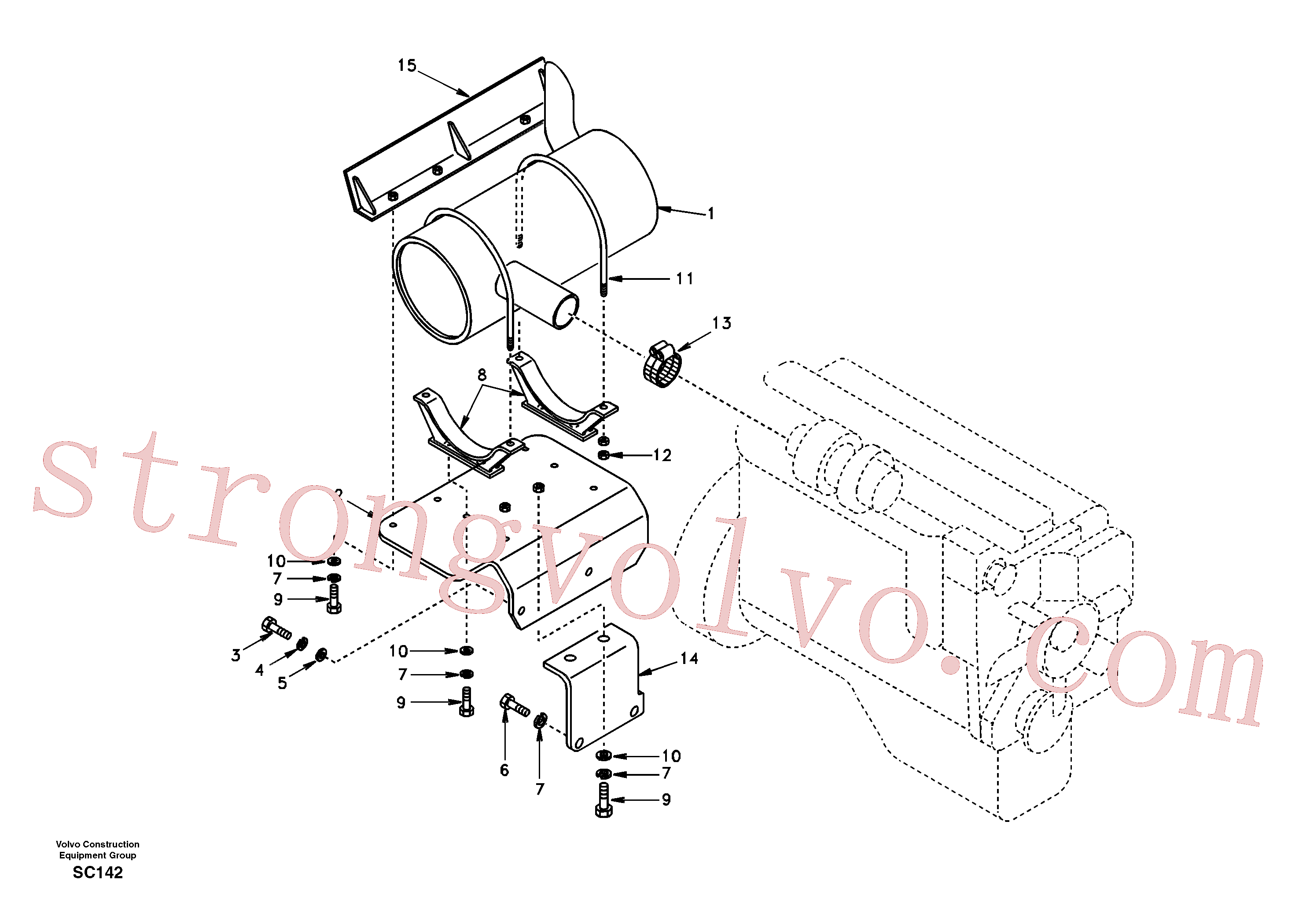 SA9011-11008 Volvo Sistema de escape(SC142 Montagem)