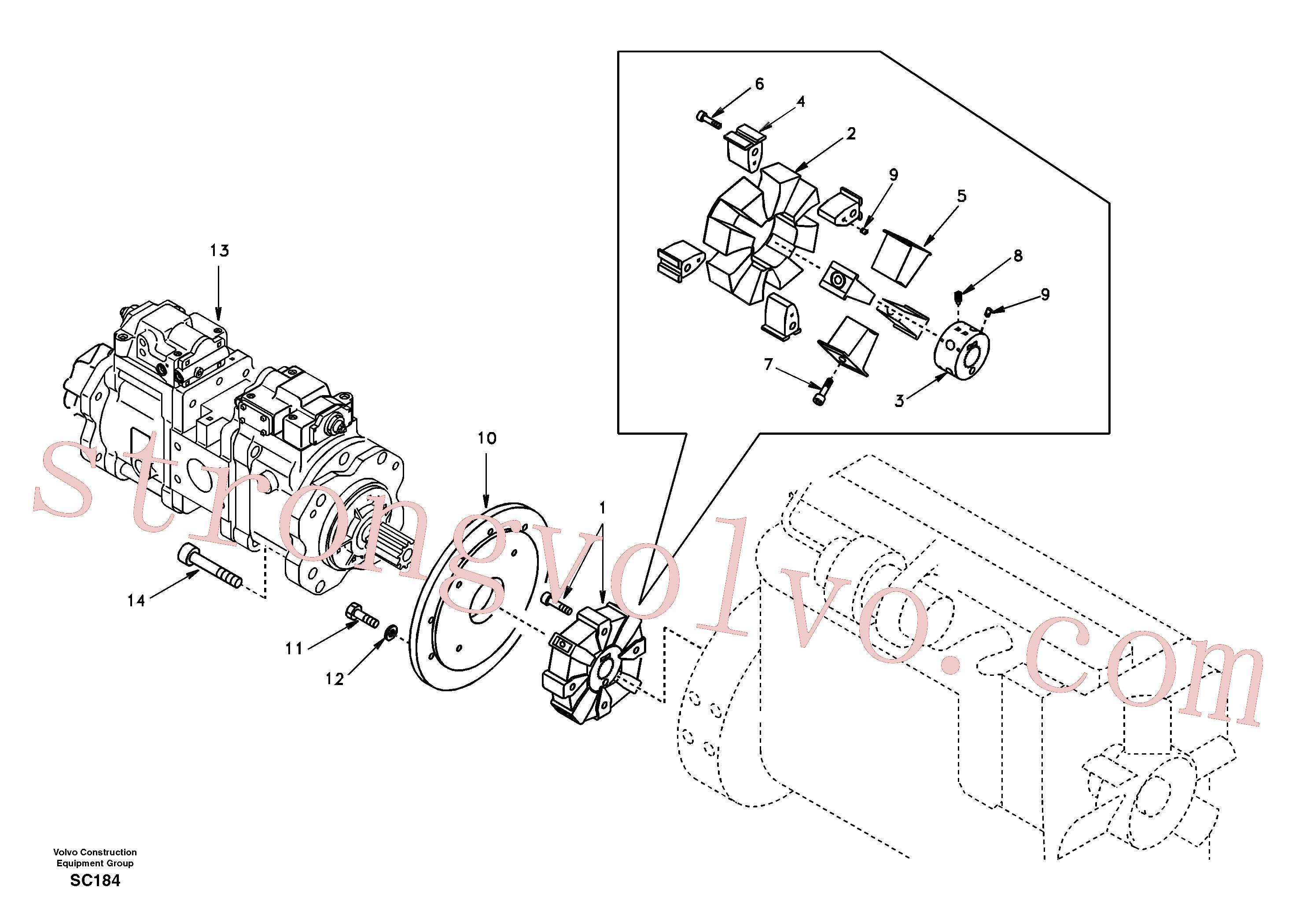 Volvo SA1142-05460 Pump Volvo Acessórios para escavadeira