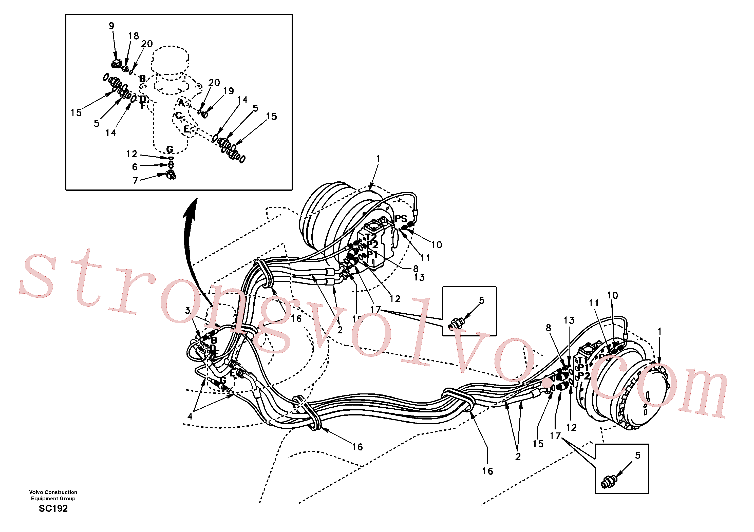 Volvo Acessórios para escavadeira SA9419-31020 Conexão Acessórios