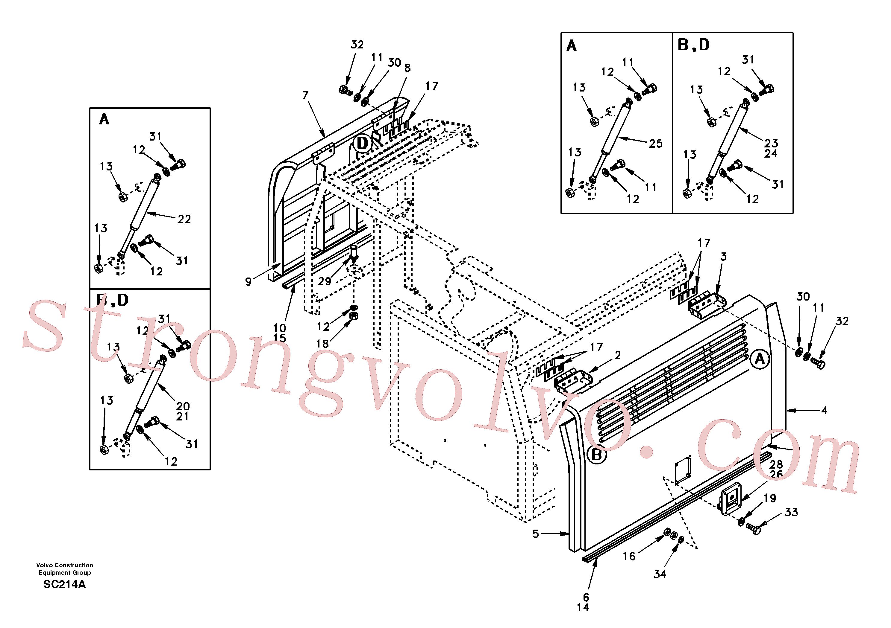 SA9011-10605 Volvo Porta, lateral(SC214A Montagem)