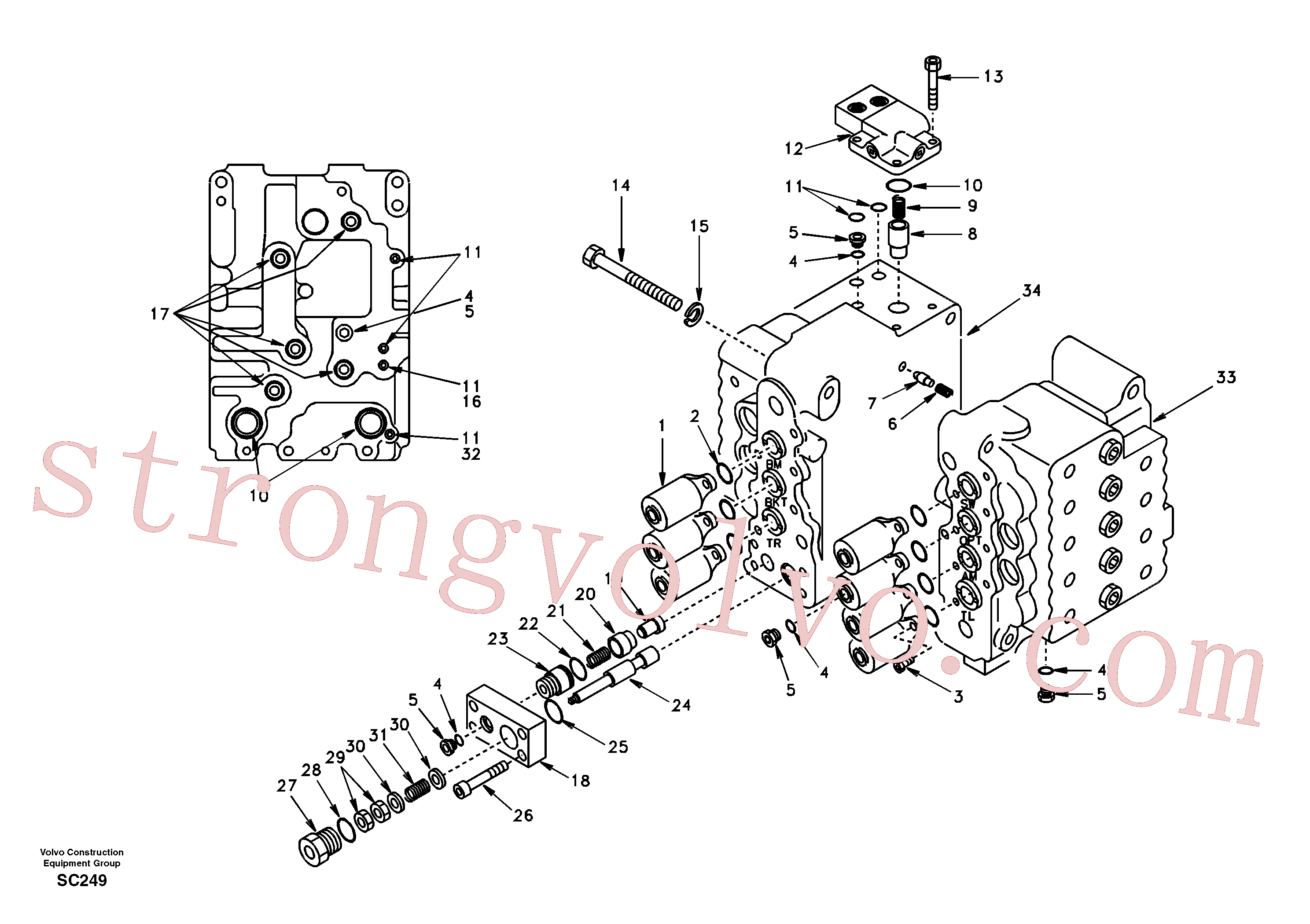 SA8230-00200 Volvo Válvula de comando com acessórios.(SC249 Montagem)