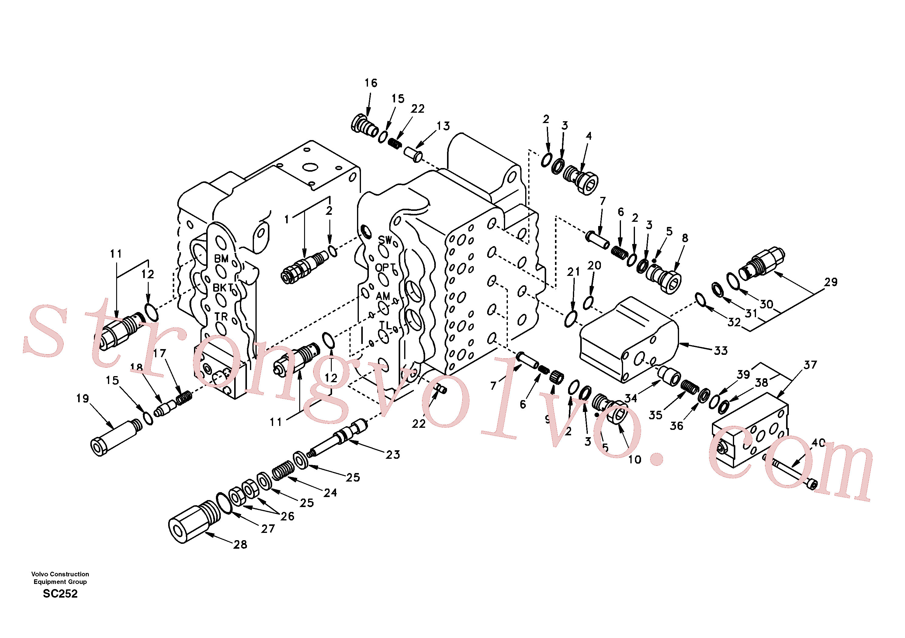 SA8230-12780 Volvo Válvula de comando, válvula de alívio e suspensão do braço de afundamento(SC252 Montagem)