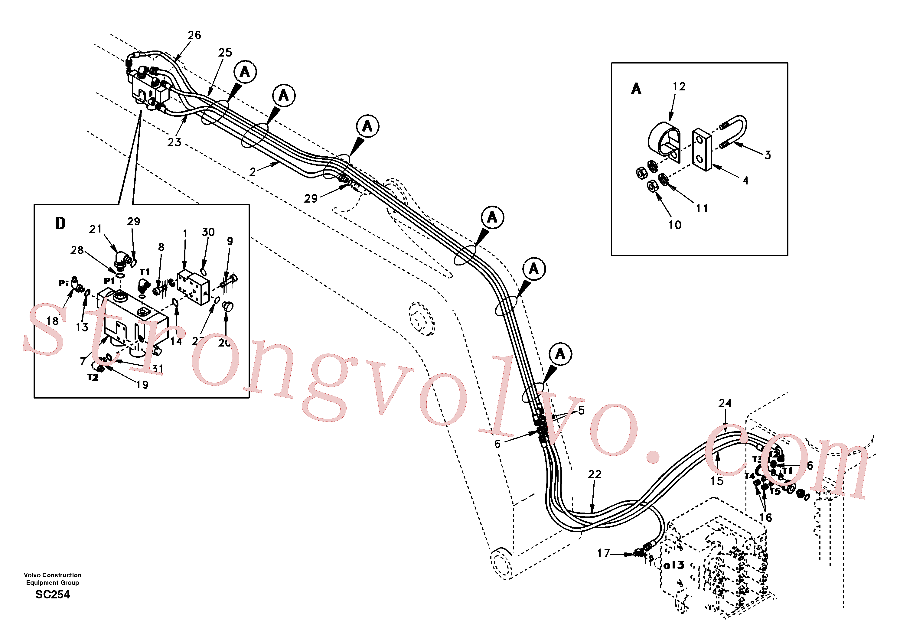 China Made SA1074-05160 Block Volvo Acessórios para escavadeira
