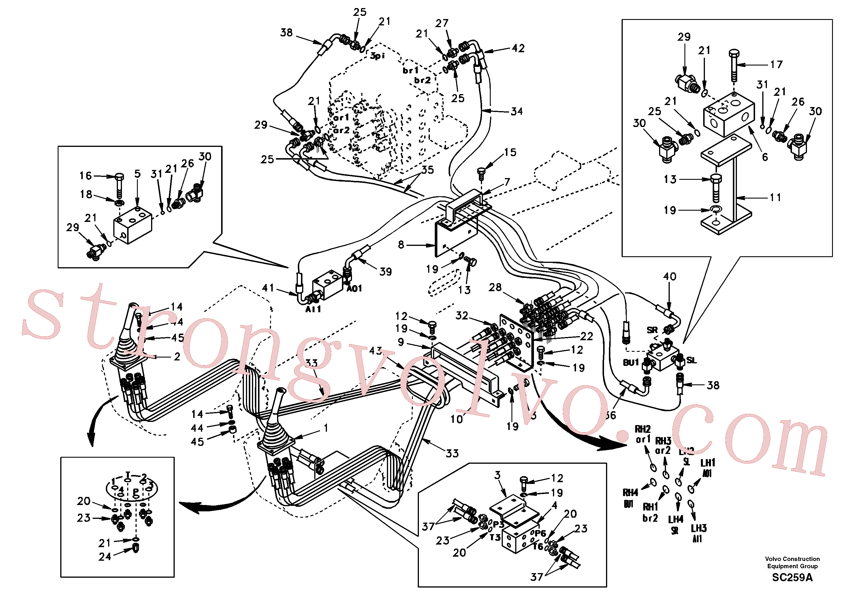 SA9014-10605 Volvo Sistema servomotor, válvula de comando para válvula de comando à distância(SC259A Montagem)