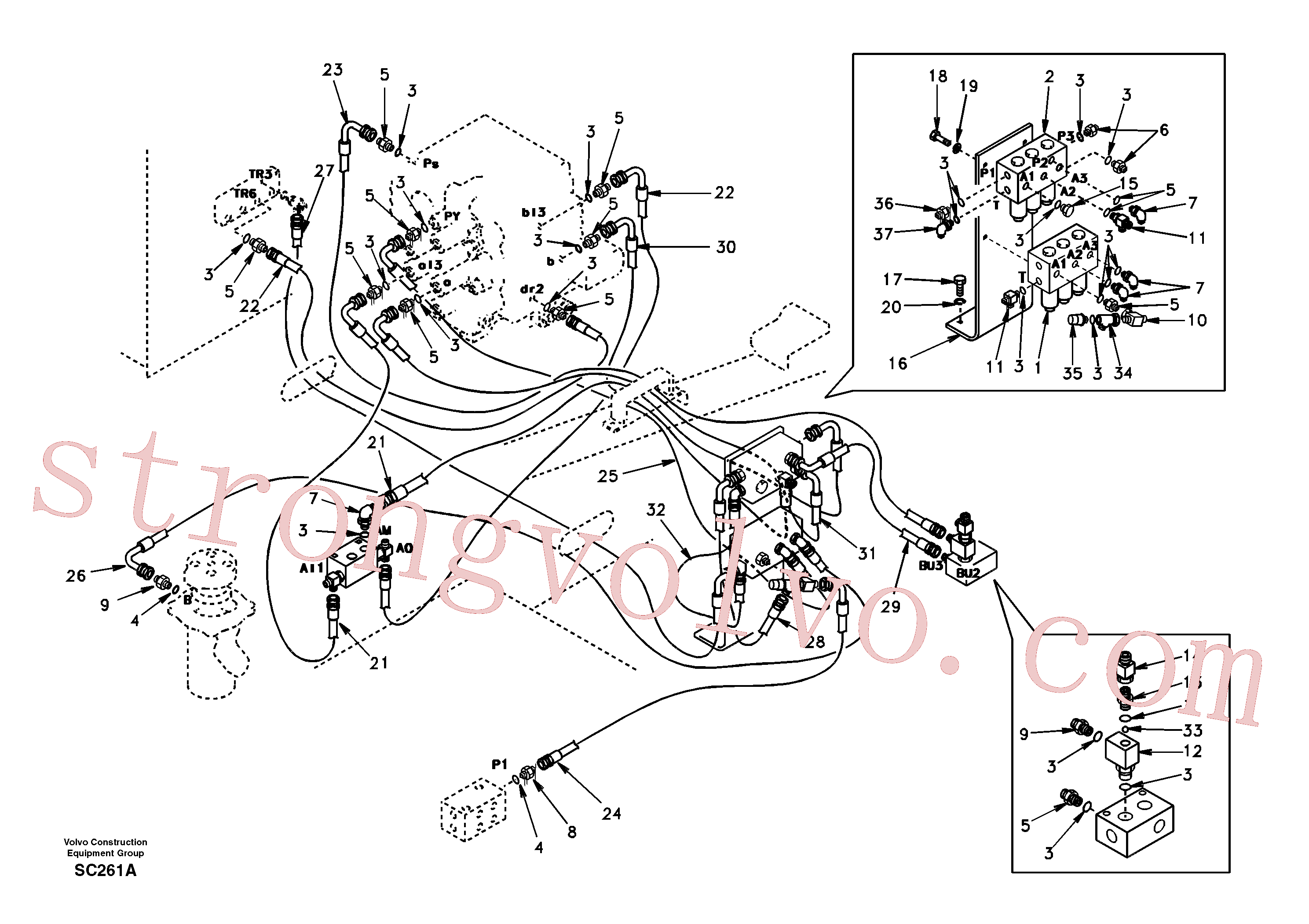 SA9453-02309 Volvo Sistema servomotor, válvula de comando para válvula solenóide(SC261A Montagem)