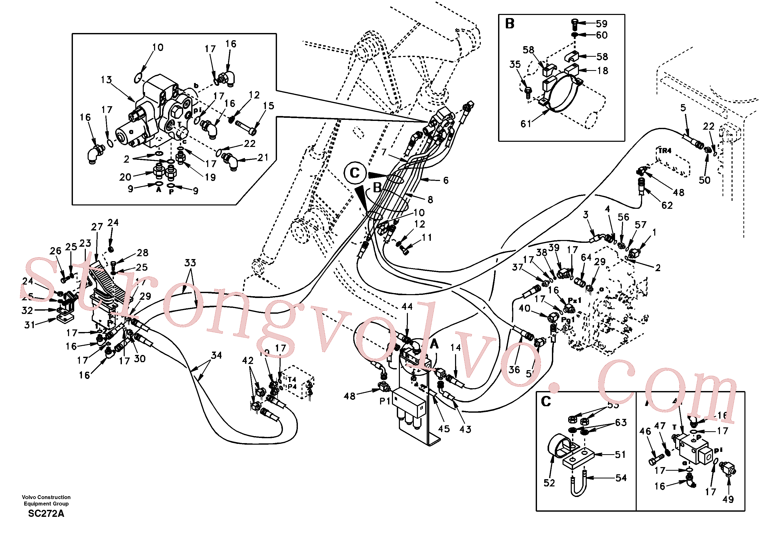SA1148-01930 Volvo Hidráulica de serviço, lança ajustável para topo(SC272A Montagem)