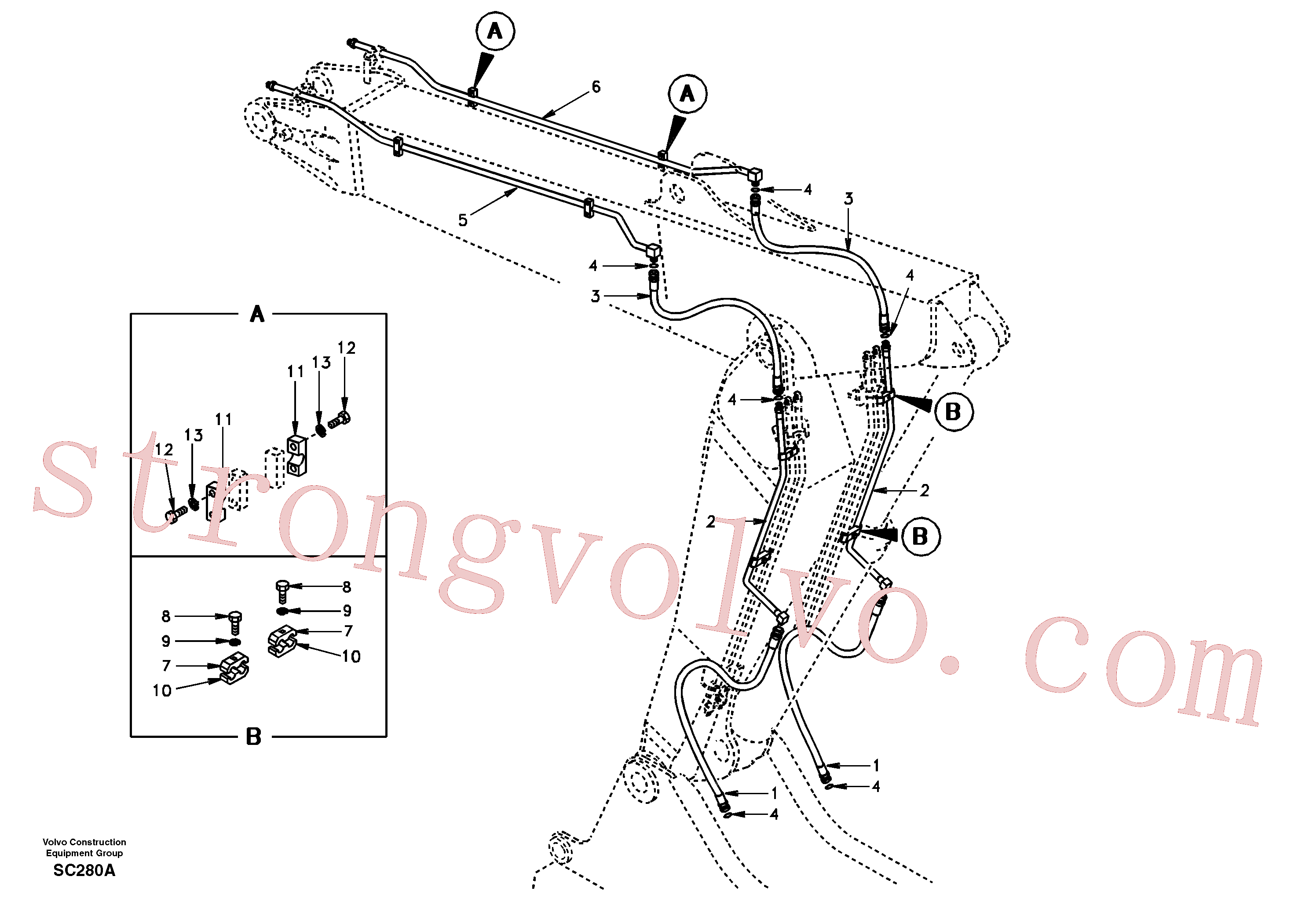 Volvo SA1174-55811 Pipe Volvo Acessórios para escavadeira