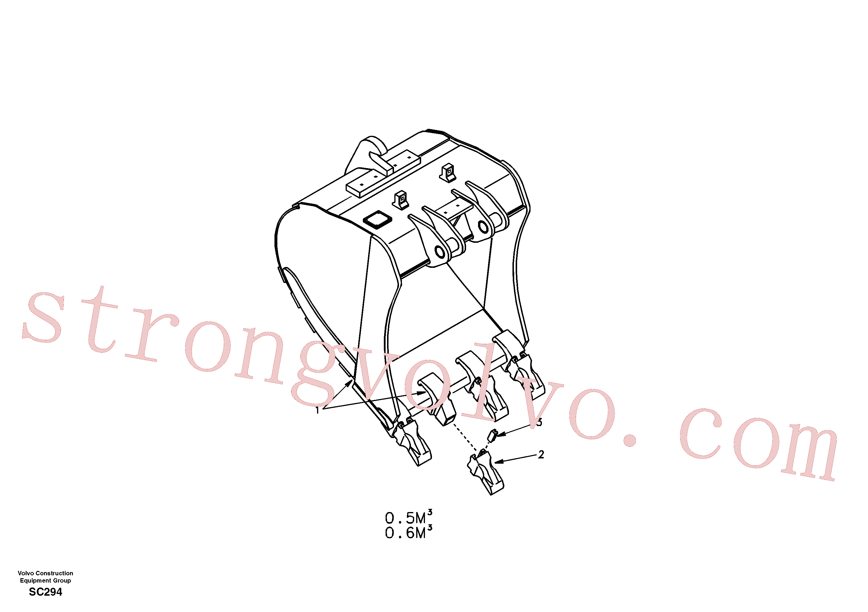 SA1171-70310 Volvo Baldes para Quickfit (engate rápido)(SC294 Montagem)