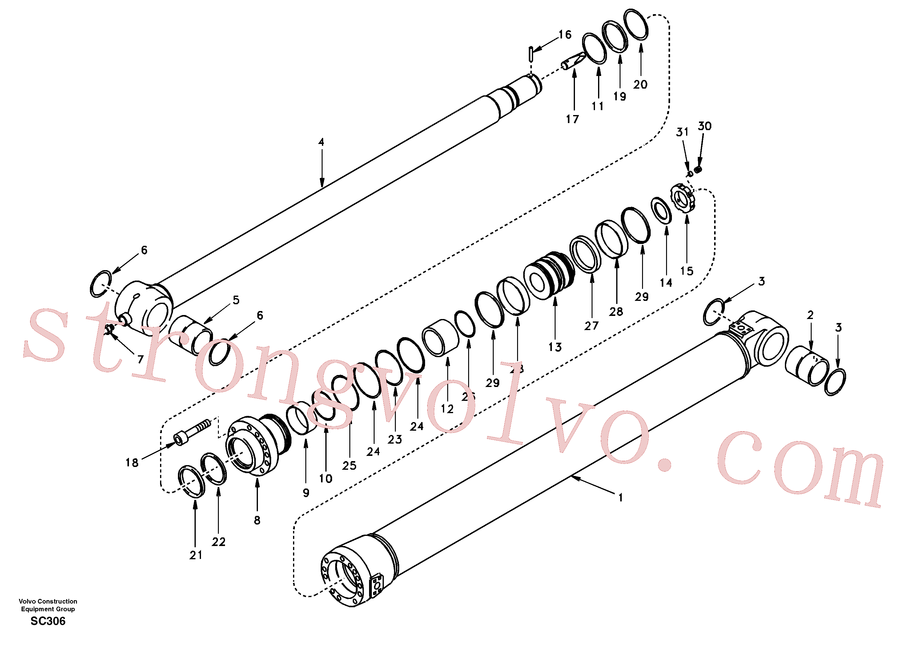 SA1146-00620 Volvo Cilindro do braço de afundamento(SC306 Montagem)