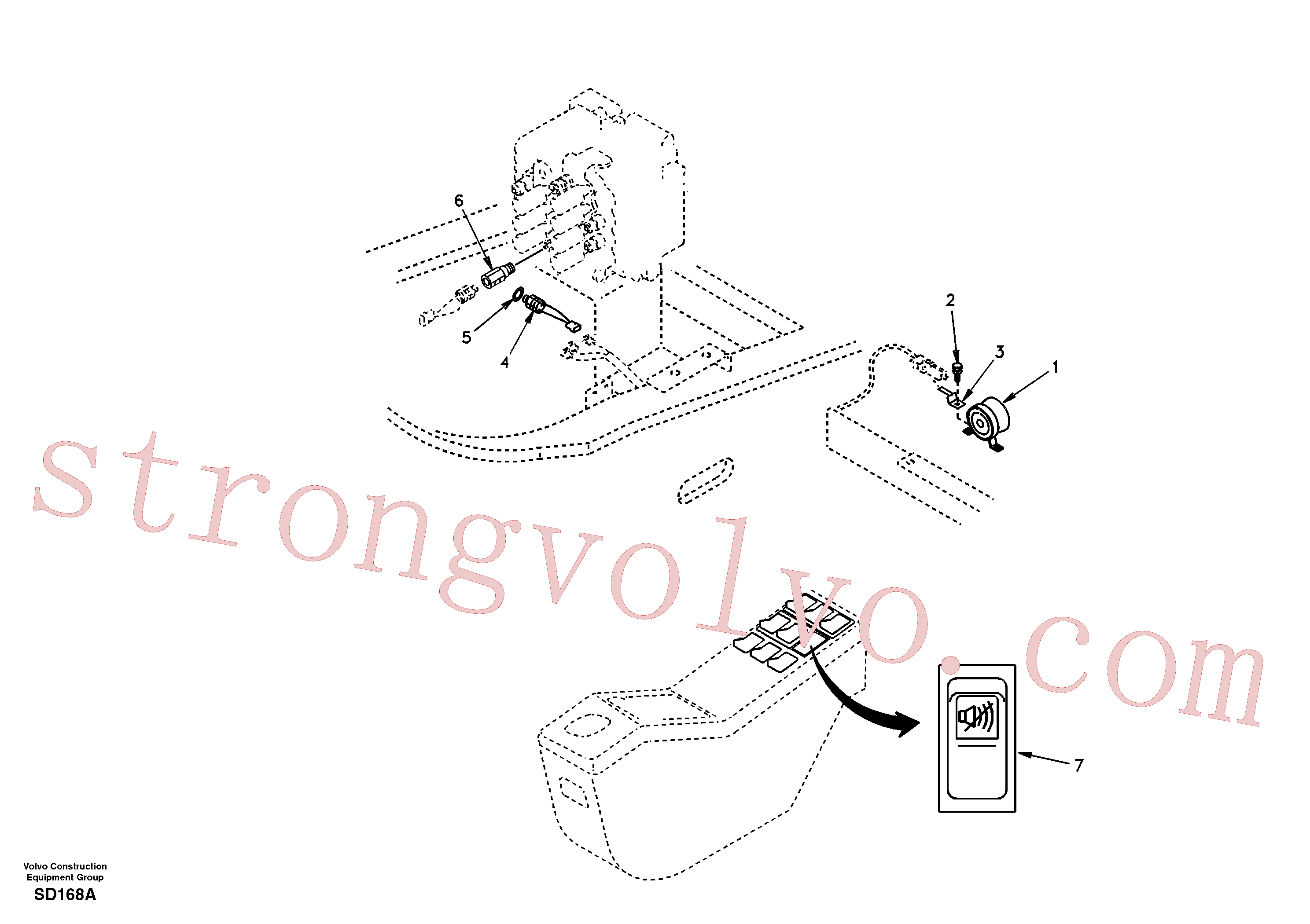 SA1127-02020 Volvo Unidade de alarme de marcha-atrás(SD168A Montagem)