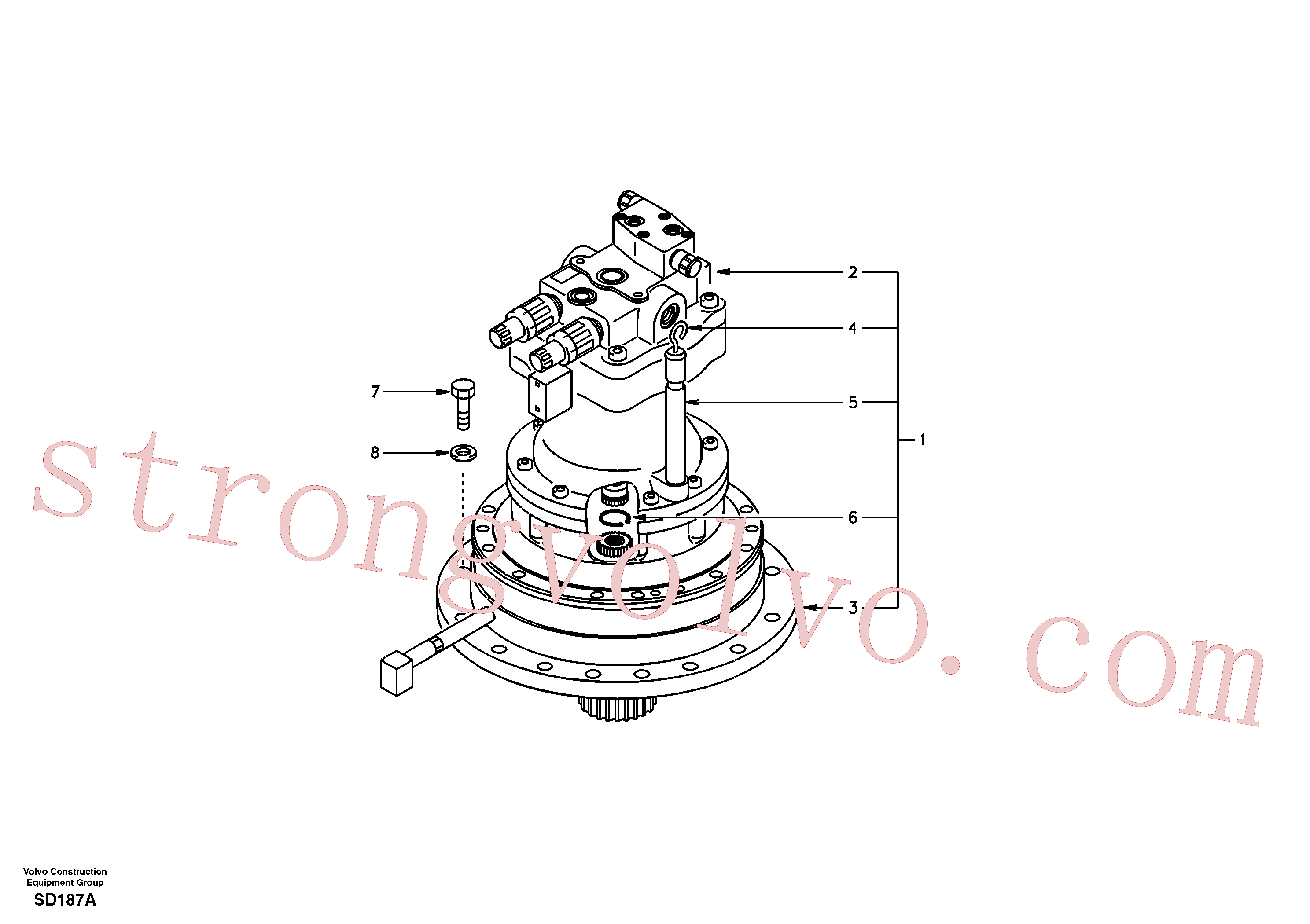 SA7118-38000 Volvo Motor de rotação com peças de montagem(SD187A Montagem)