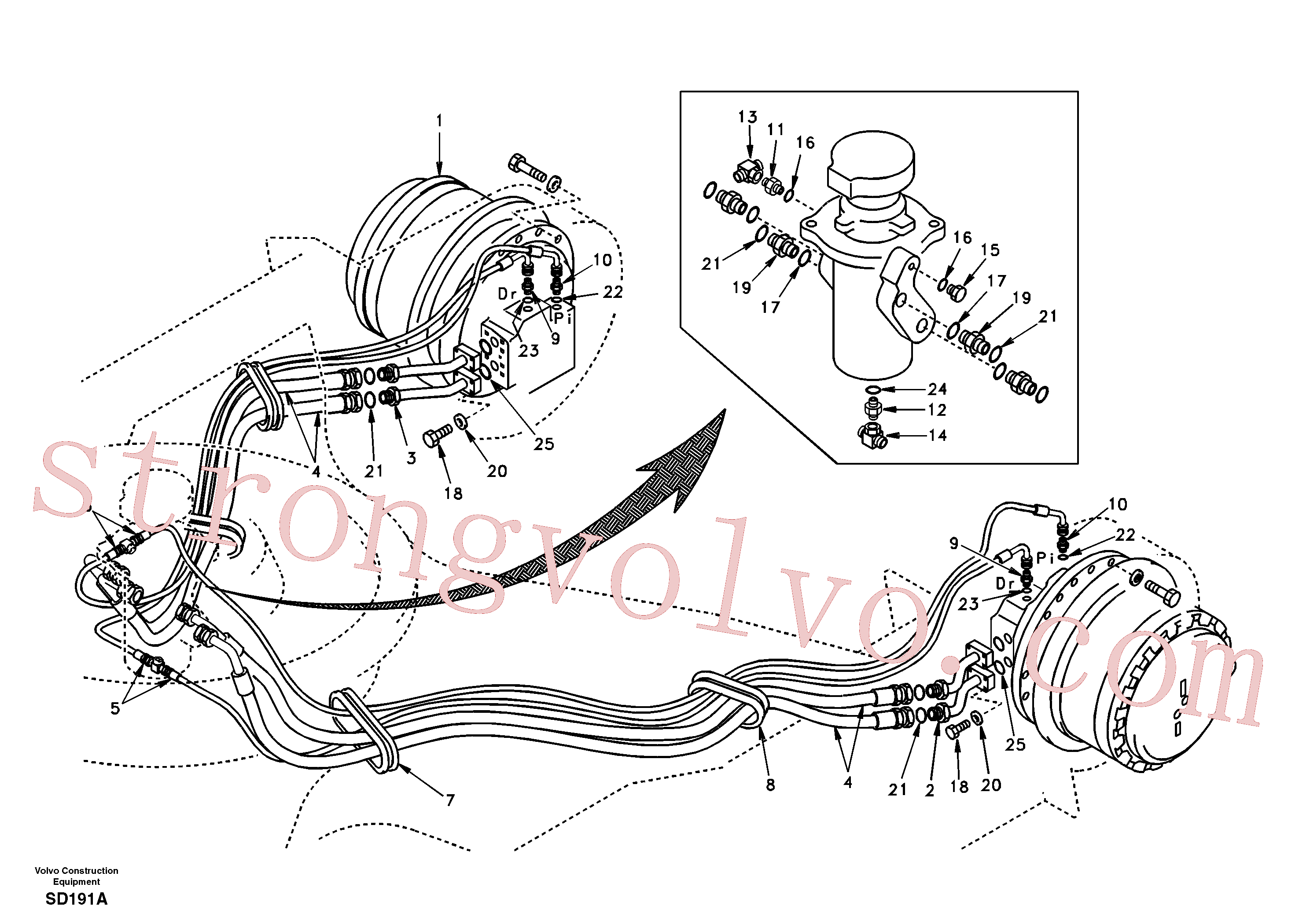 SA7117-38001 Volvo Linha da rótula, rótula ao motor de curso(SD191A Montagem)