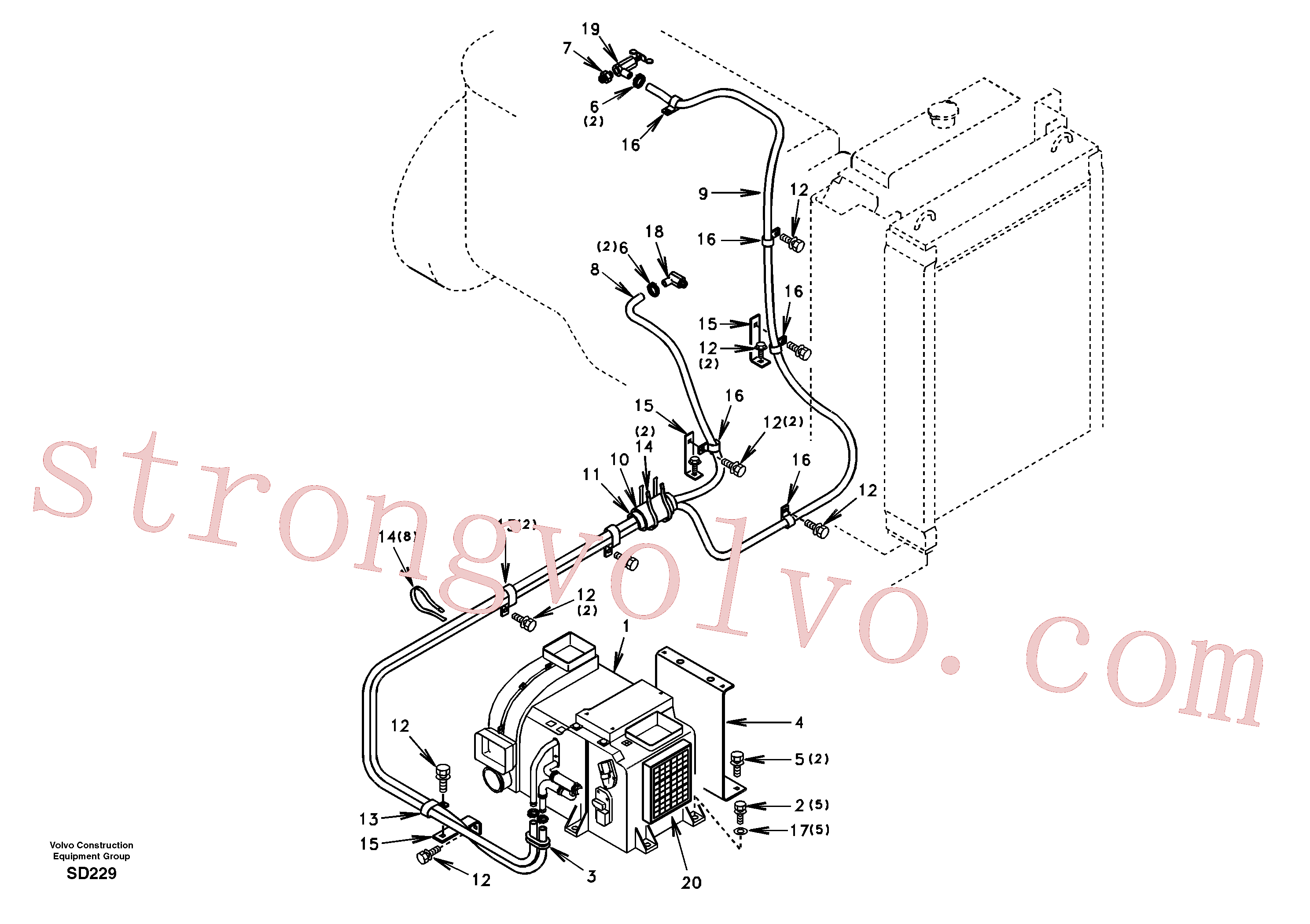 SA9313-00033 Braçadeira da mangueira Volvo escavadeira