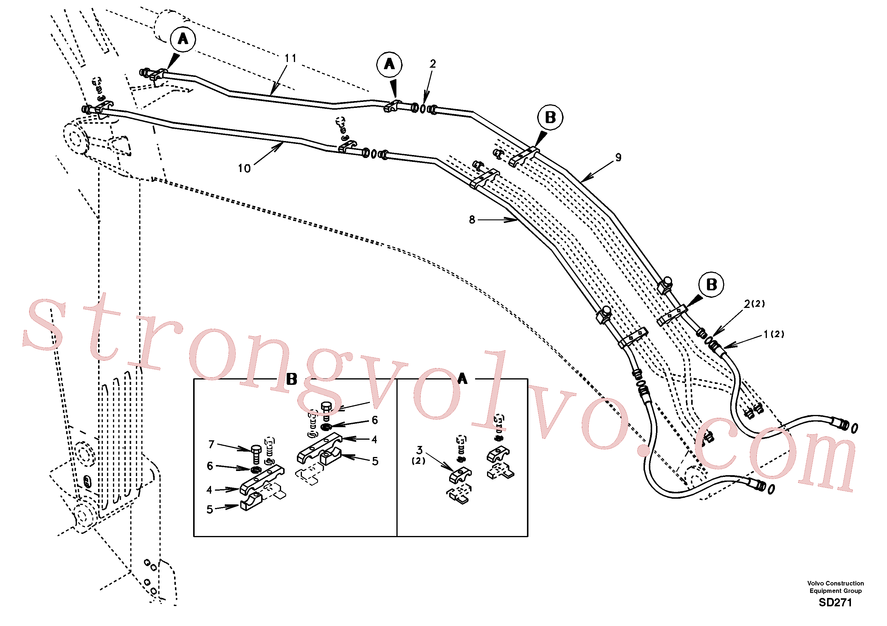 VOE14618586 Volvo Hidráulica de serviço, martelo e cortador para lança(SD271 Montagem)