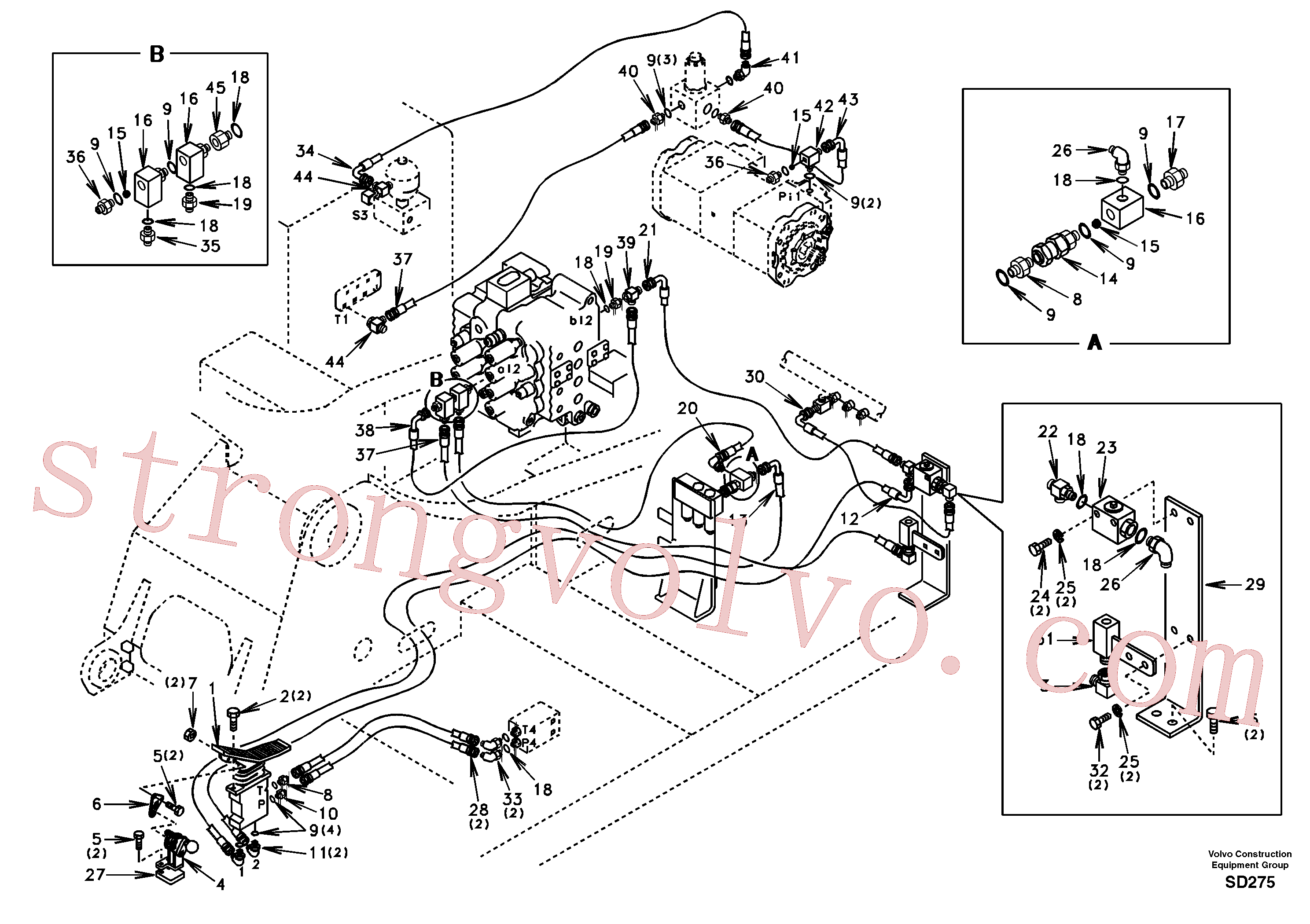 SA9011-10603 Volvo Hidráulica de serviço, martelo e cortador para fluxo da bomba principal(SD275 Montagem)