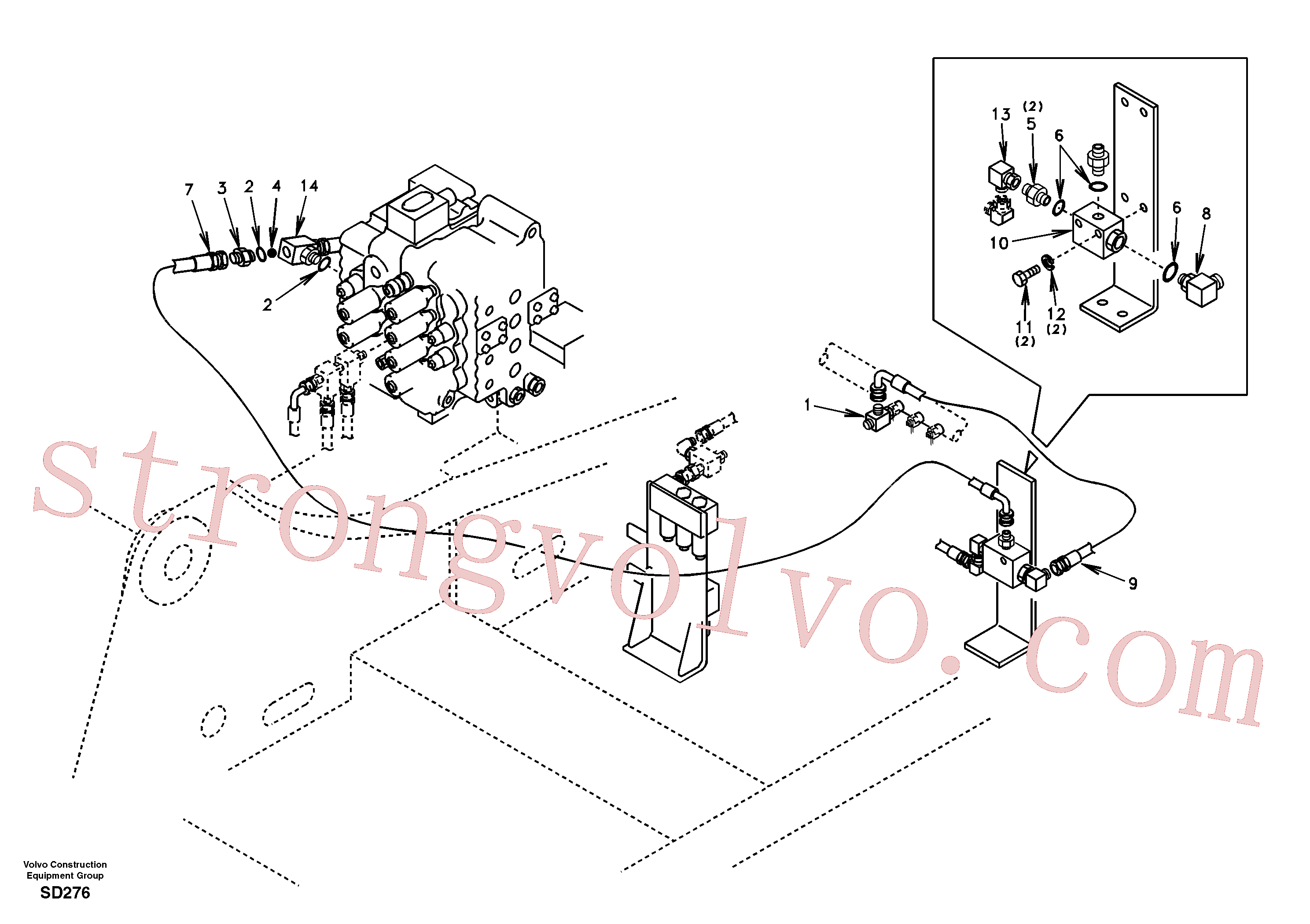 SA9011-20612 Volvo Hidráulica de serviço, martelo e cortador para fluxo da bomba auxiliar(SD276 Montagem)