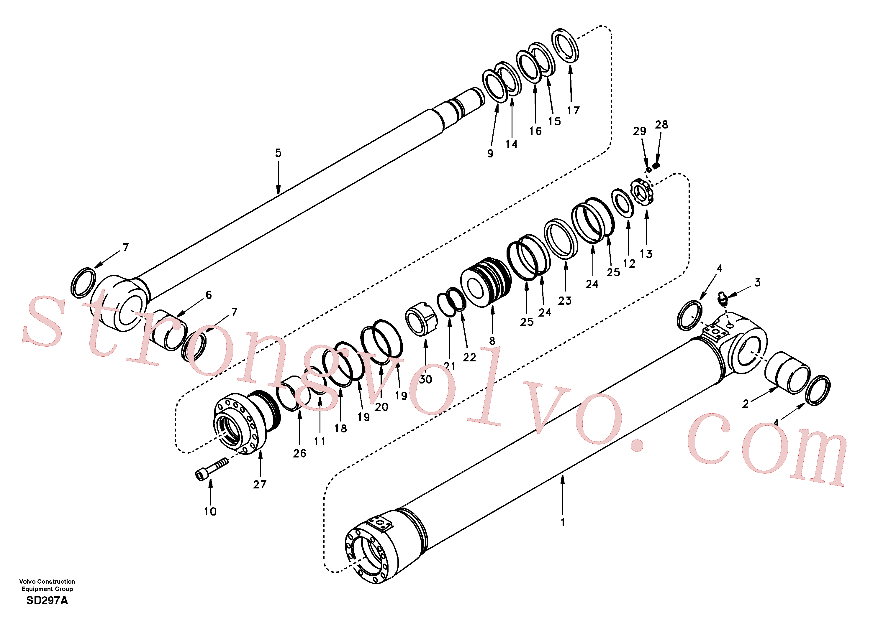SA1146-08280 Volvo Cilindro da lança(SD297A Montagem)