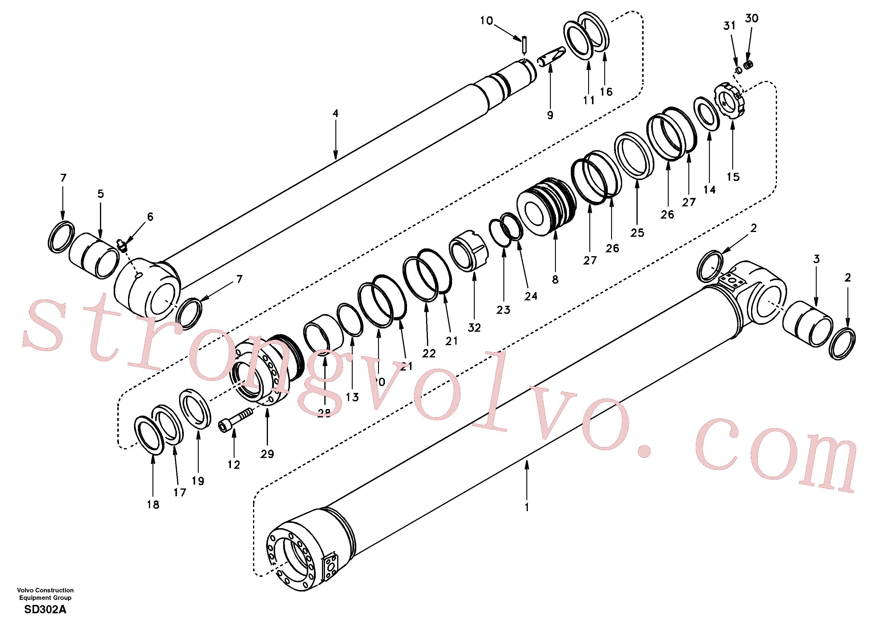 VOE14512741 Dipper Arm Cylinder Volvo escavadeira