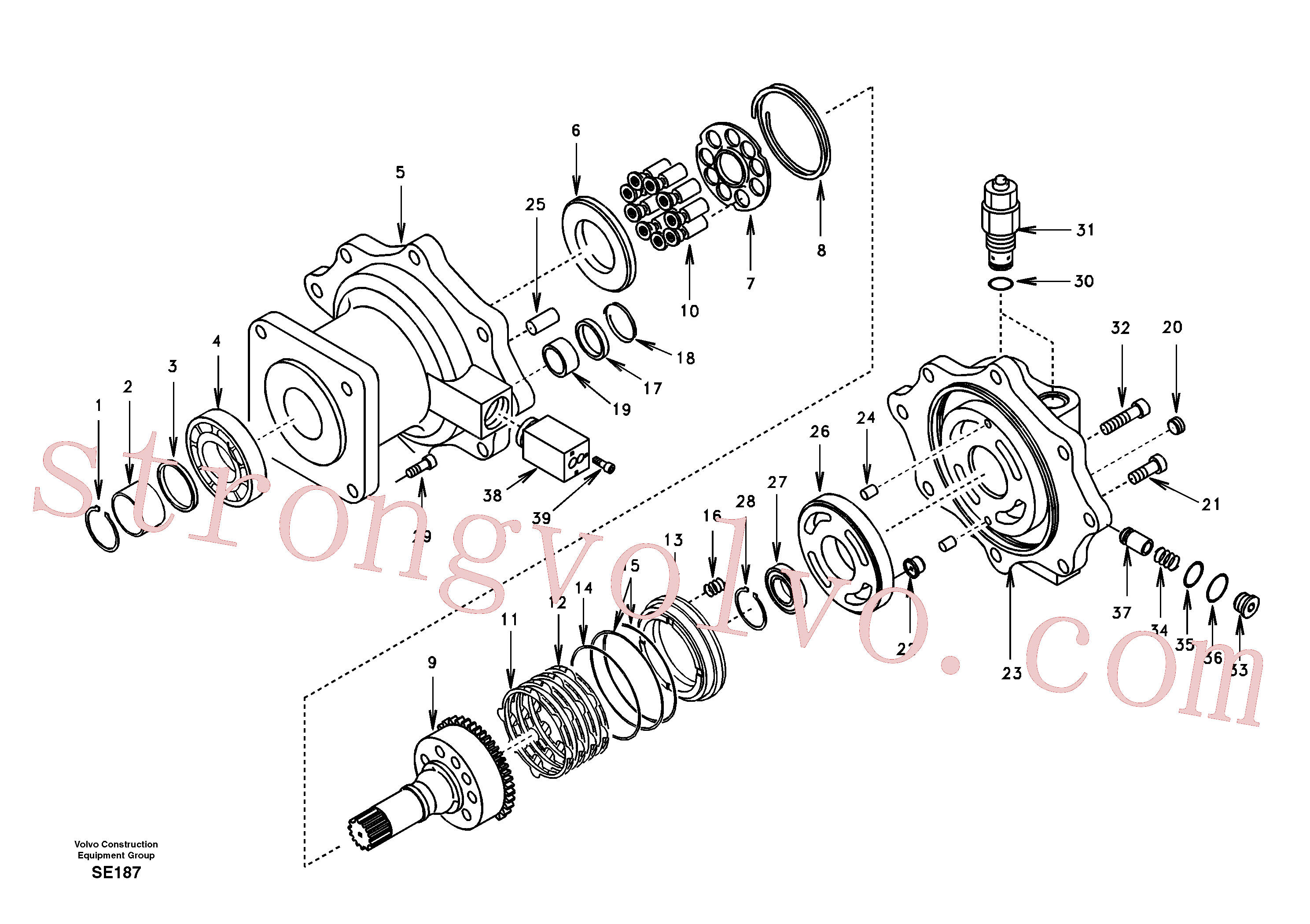 VOE14596241 Volvo Motor de rotação(SE187 Montagem)