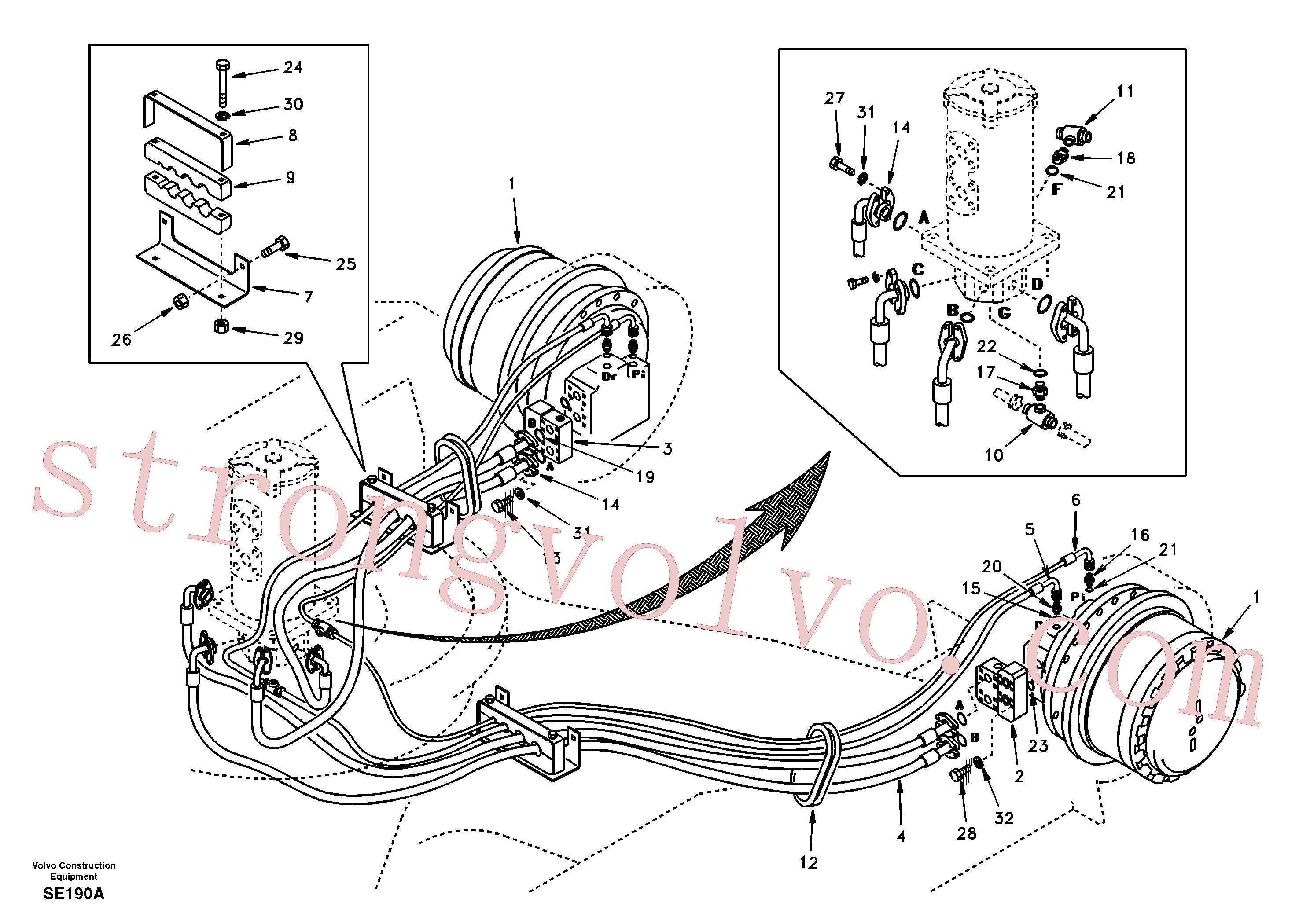 SA7117-45010 Volvo Linha da rótula, rótula ao motor de curso(SE190A Montagem)