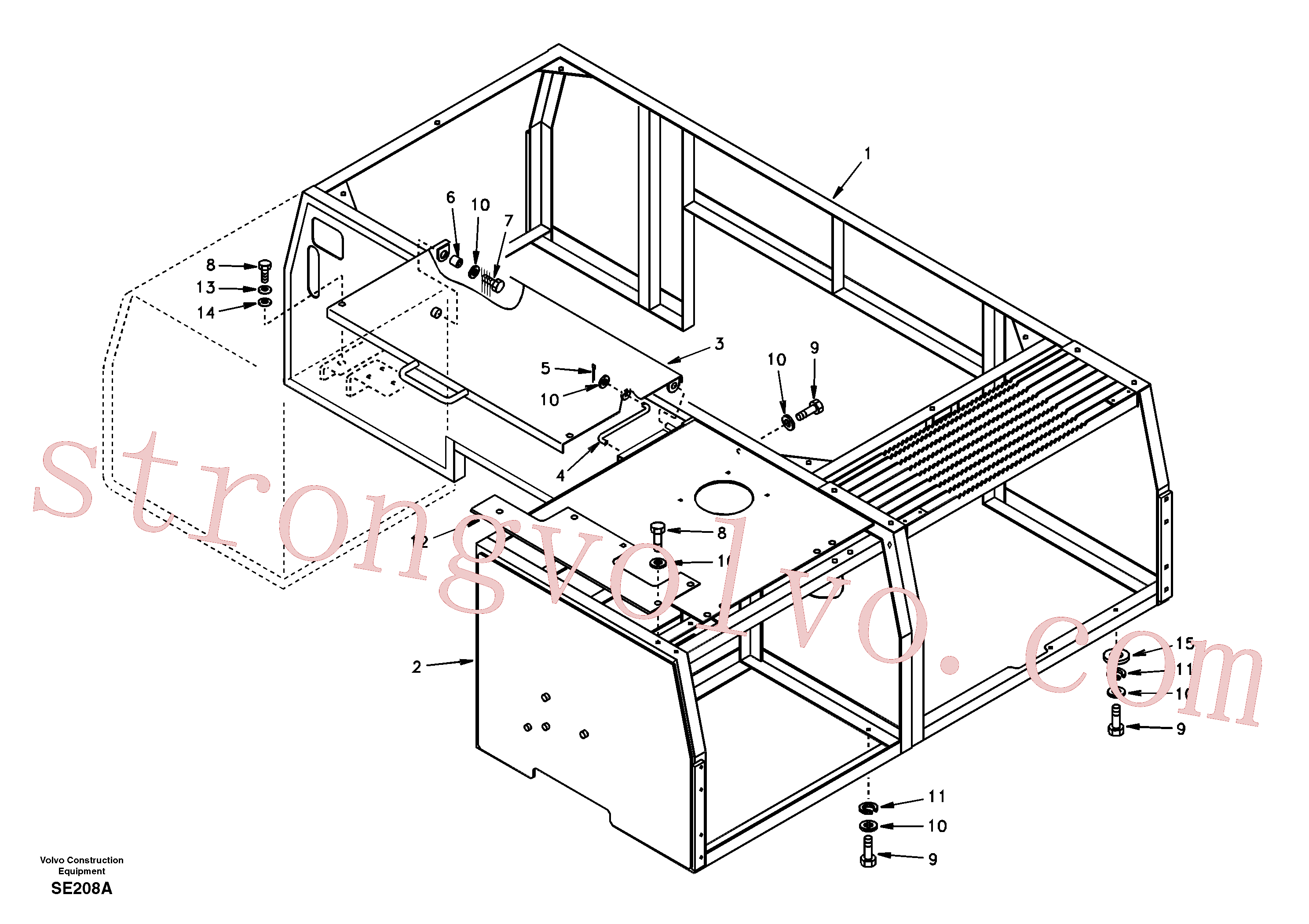 VOE990392 Volvo Estrutura da blindagem, cobertura e capot(SE208A Montagem)
