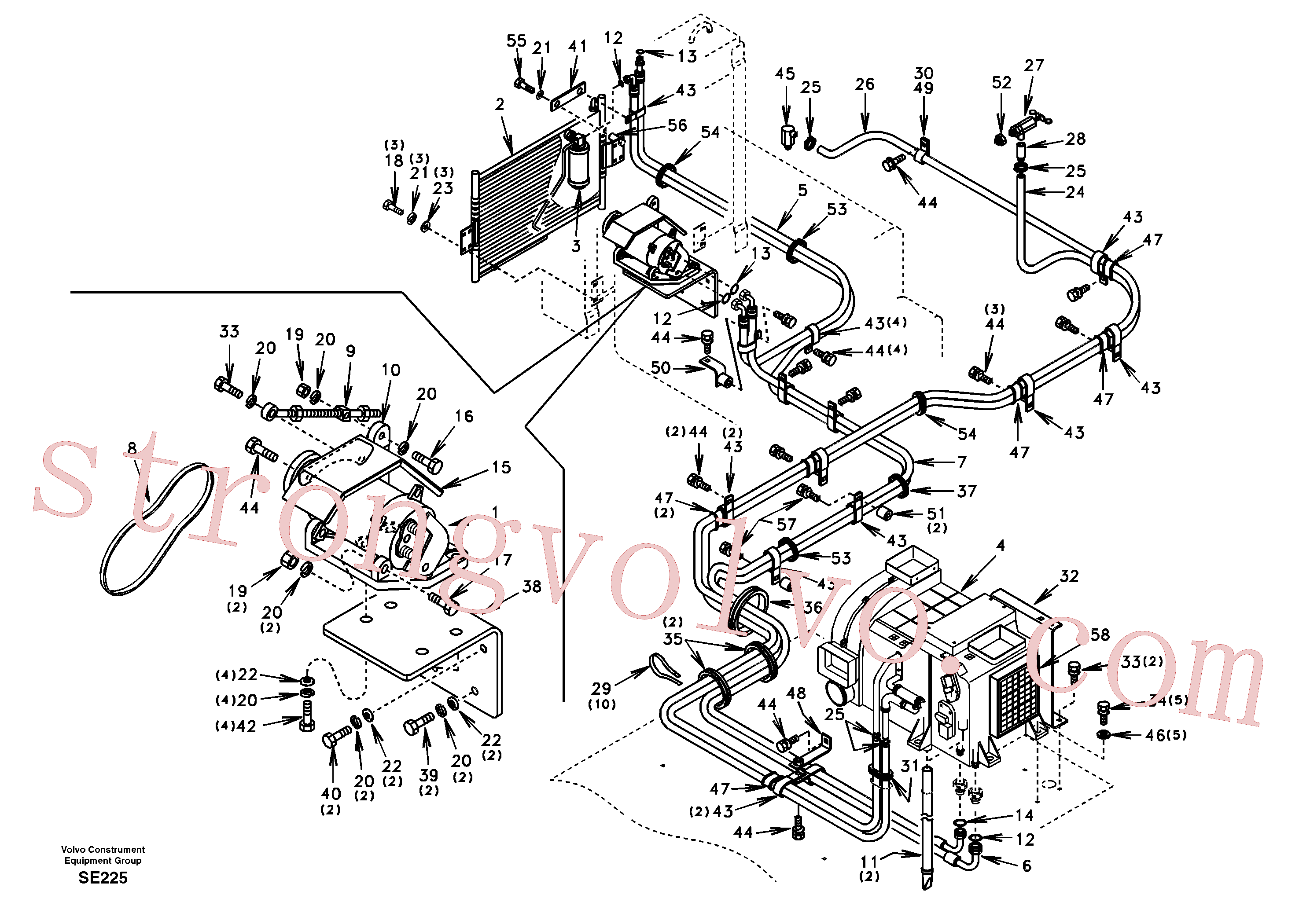 SA1048-10650 Volvo Linha do ar condicionado, refrigeração e aquecimento(SE225 Montagem)