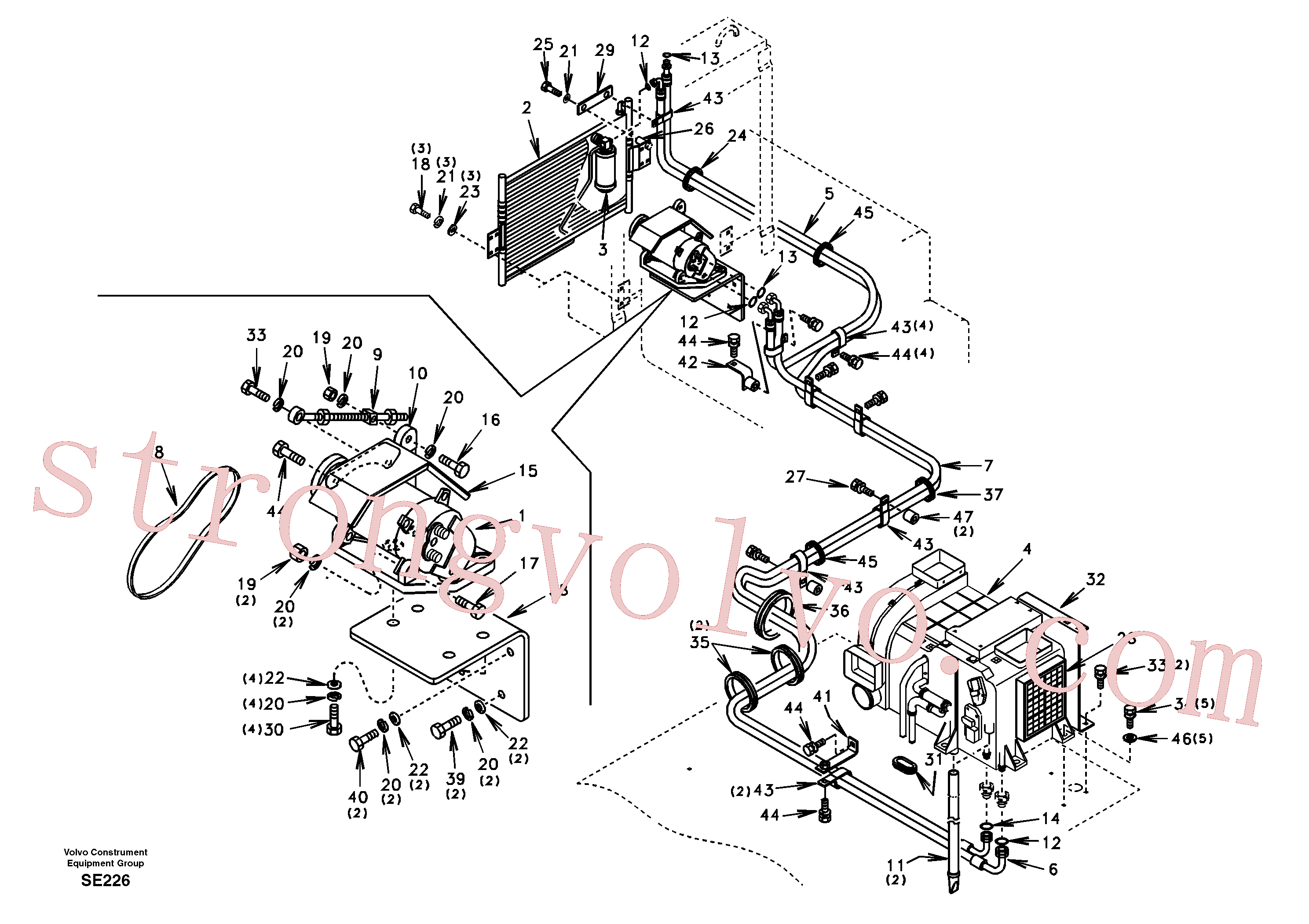 SA1048-10650 Volvo Linha da unidade do ar condicionado(SE226 Montagem)