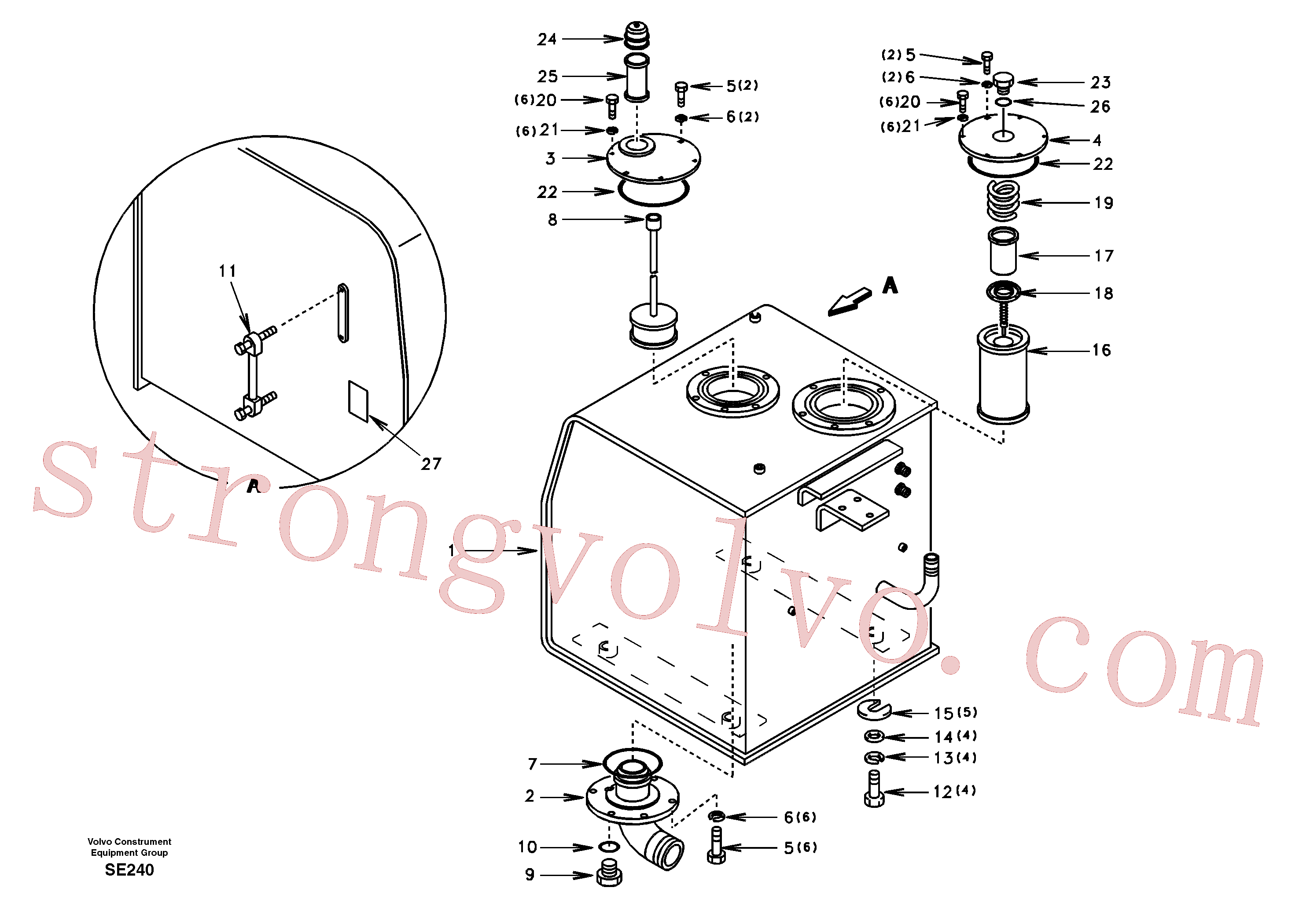 SA1141-02150 Volvo Depósito de óleo hidráulico(SE240 Montagem)