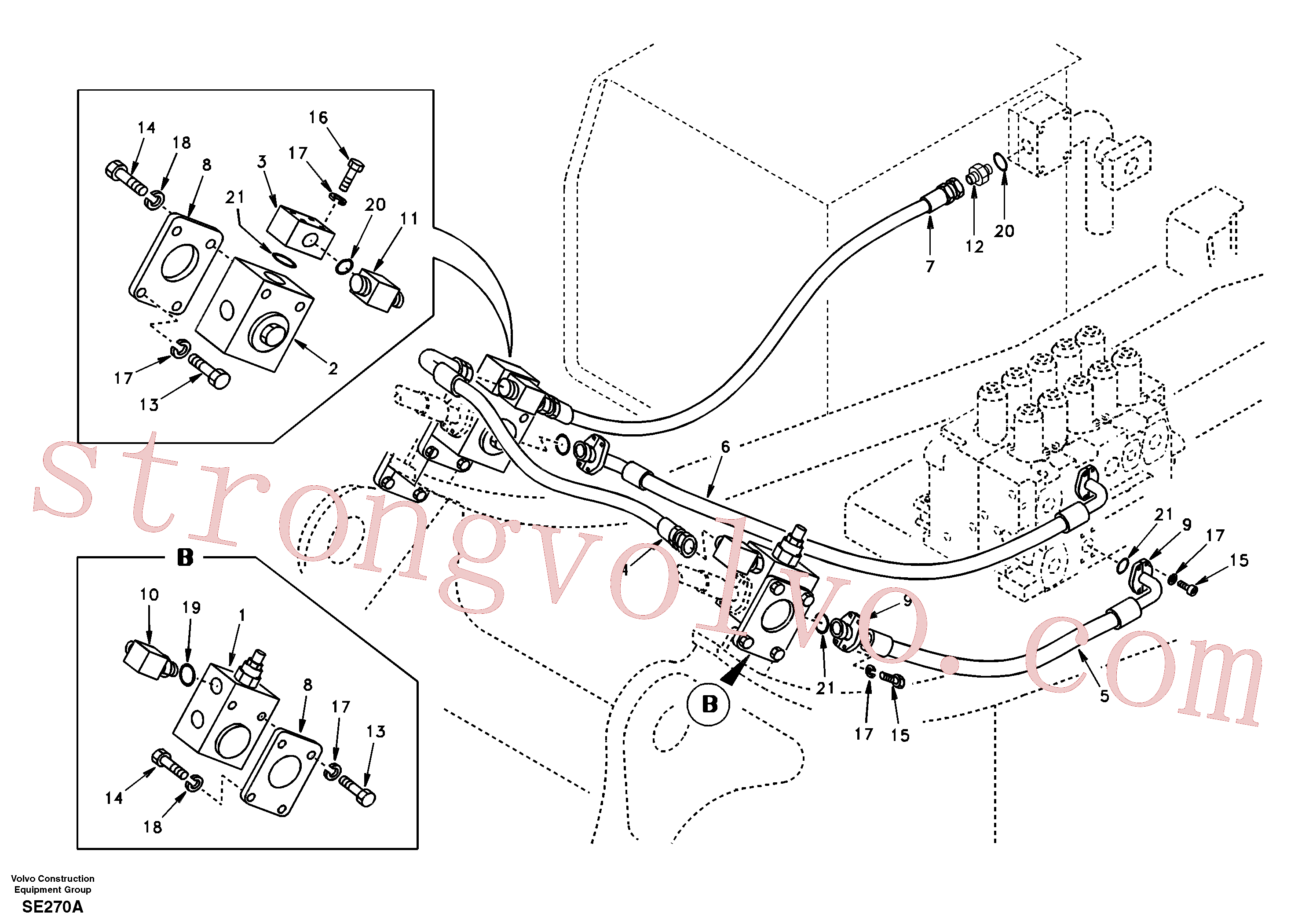 SA1142-30560 Volvo Hidráulica de serviço, martelo e cortador para topo(SE270A Montagem)