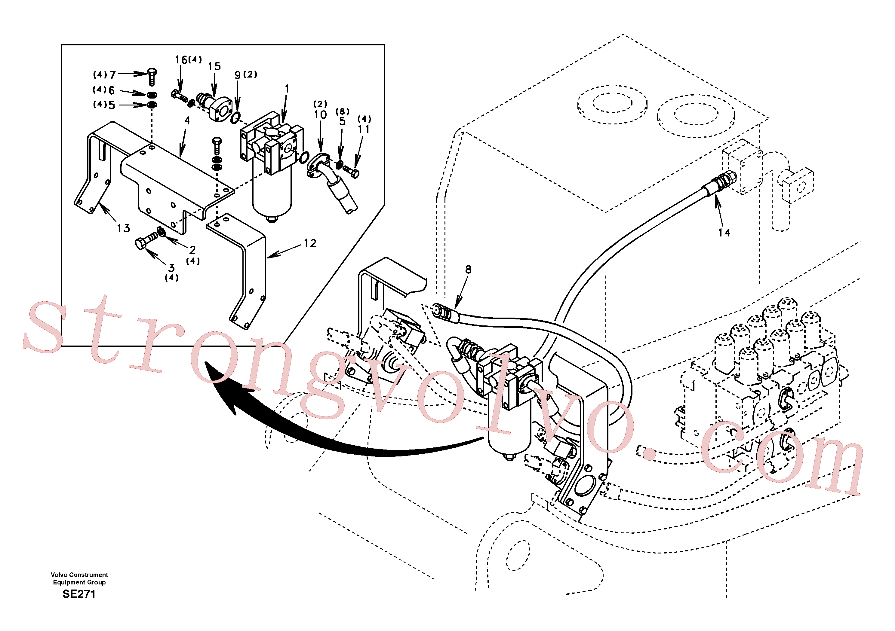 SA1142-05650 Volvo Hidráulica de serviço, martelo e cortador para filtro de retorno(SE271 Montagem)