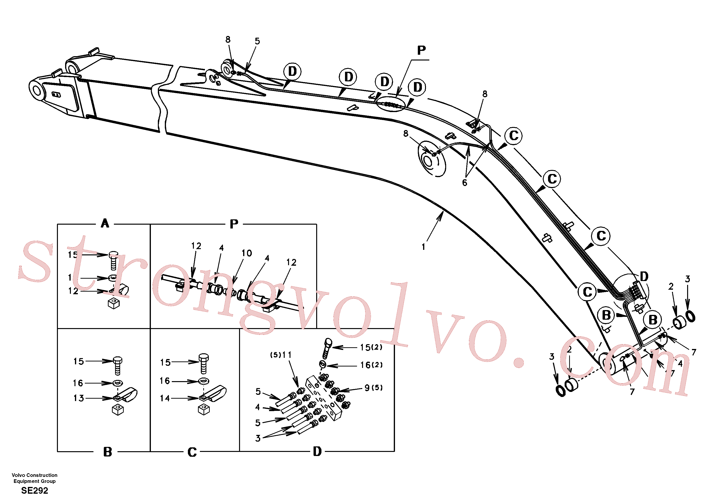 Atacado SA9482-02165 Mangueira completa Volvo escavadeira