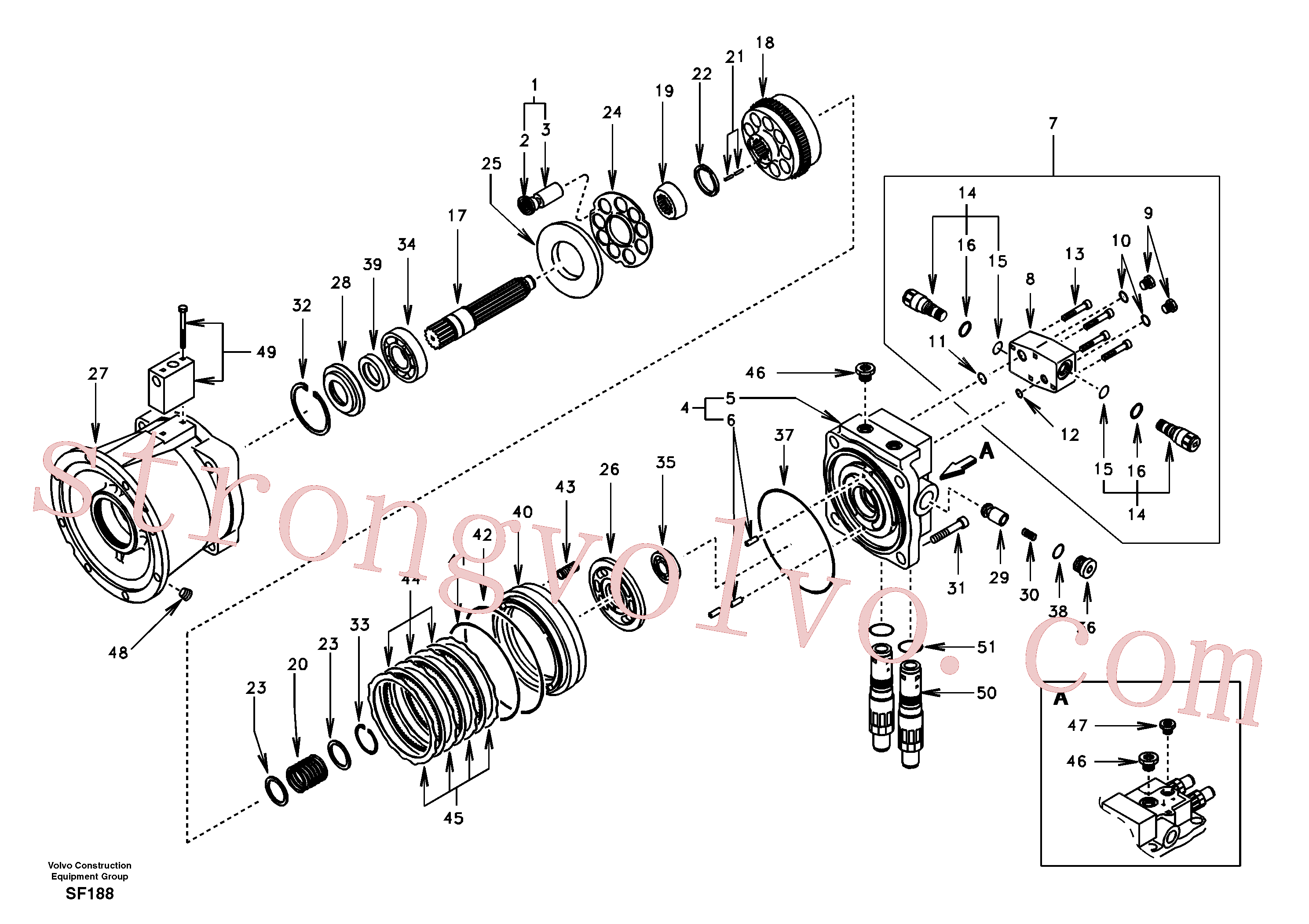 Atacado SA1142-07410 Swing Motor Volvo escavadeira