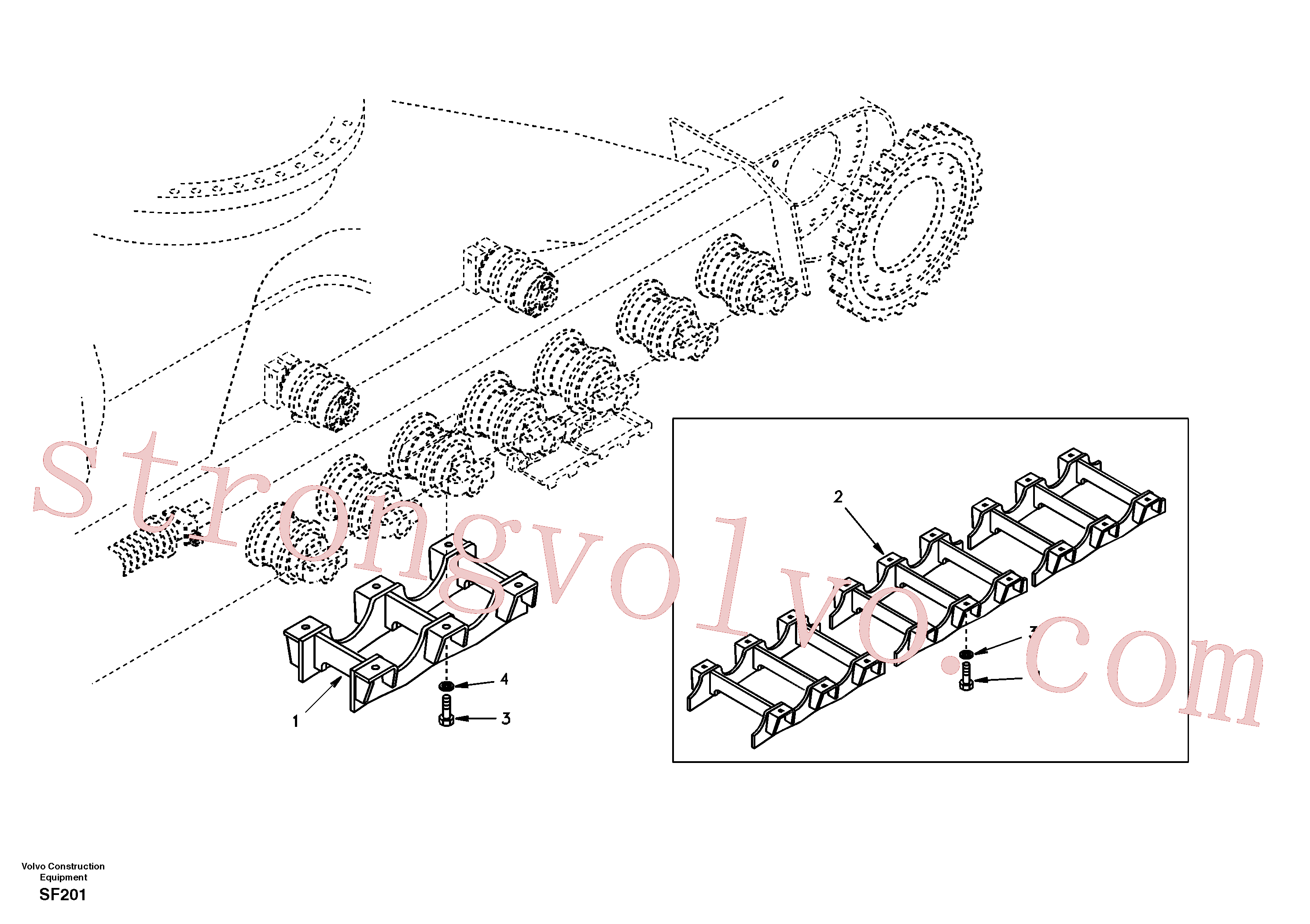 SA9011-22014 Volvo Substrutura, resguardo dos rastos(SF201 Montagem)