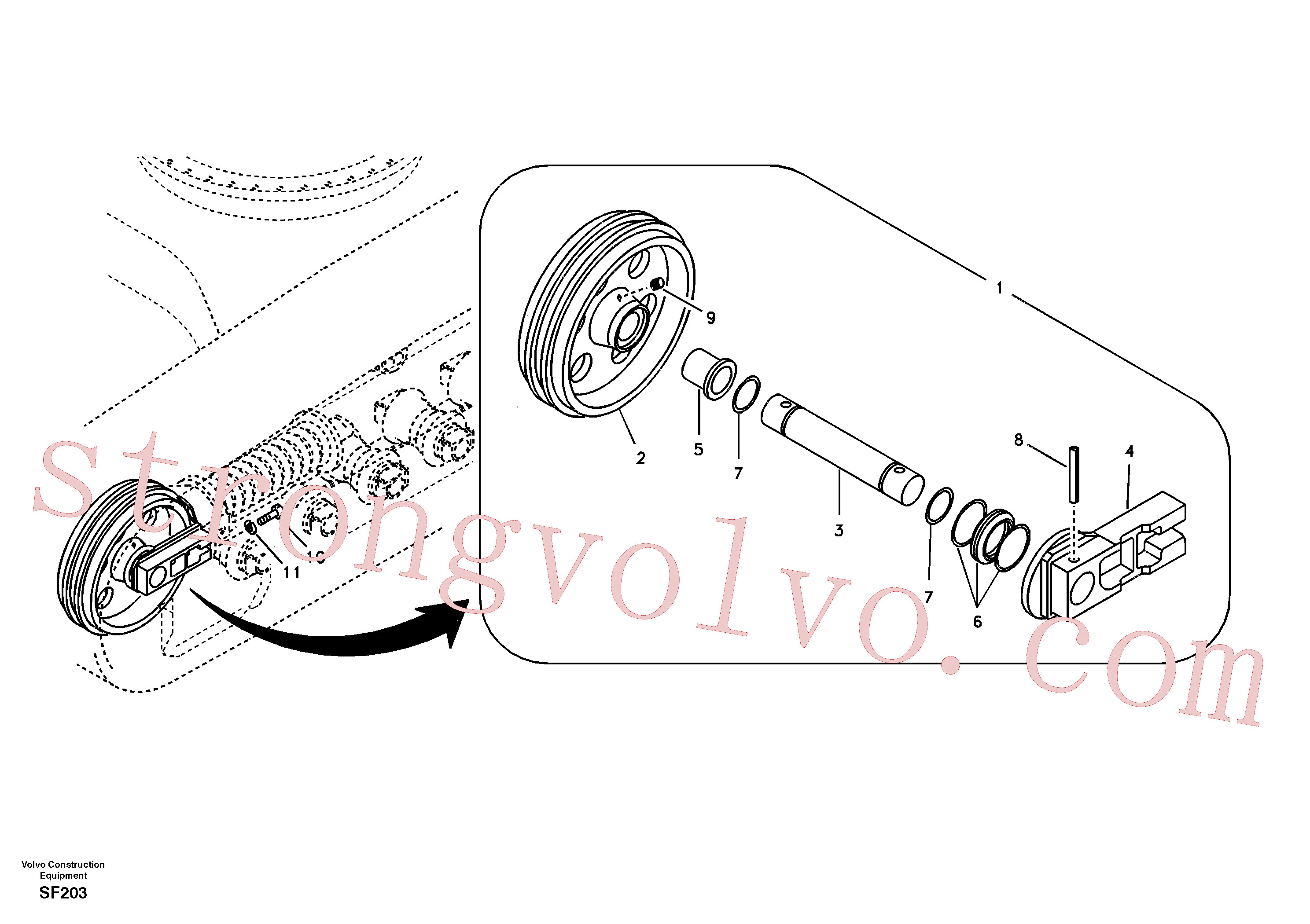 SA9011-22016 Volvo Rolete dianteiro(SF203 Montagem)