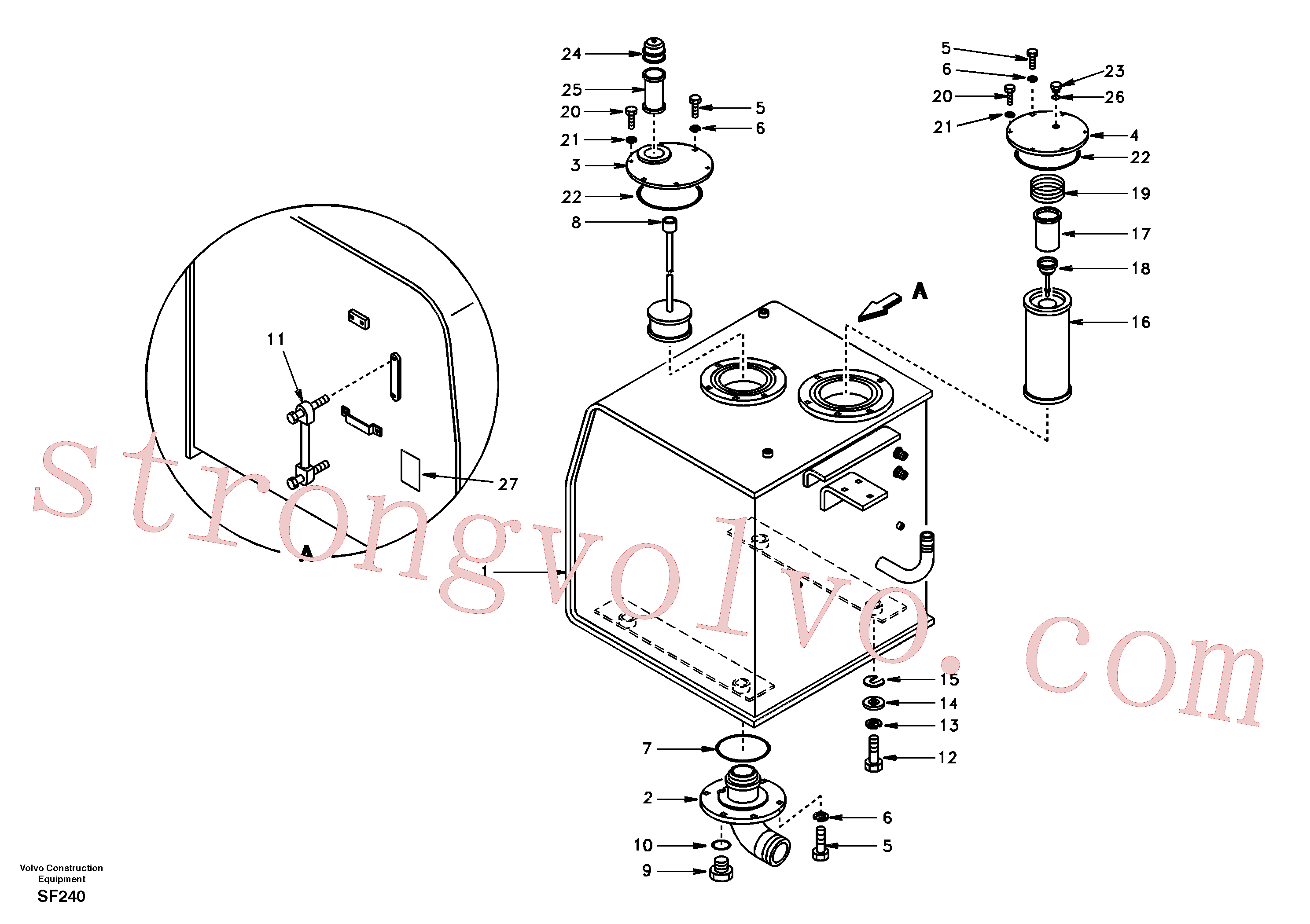 SA1141-02150 Volvo Depósito de óleo hidráulico(SF240 Montagem)