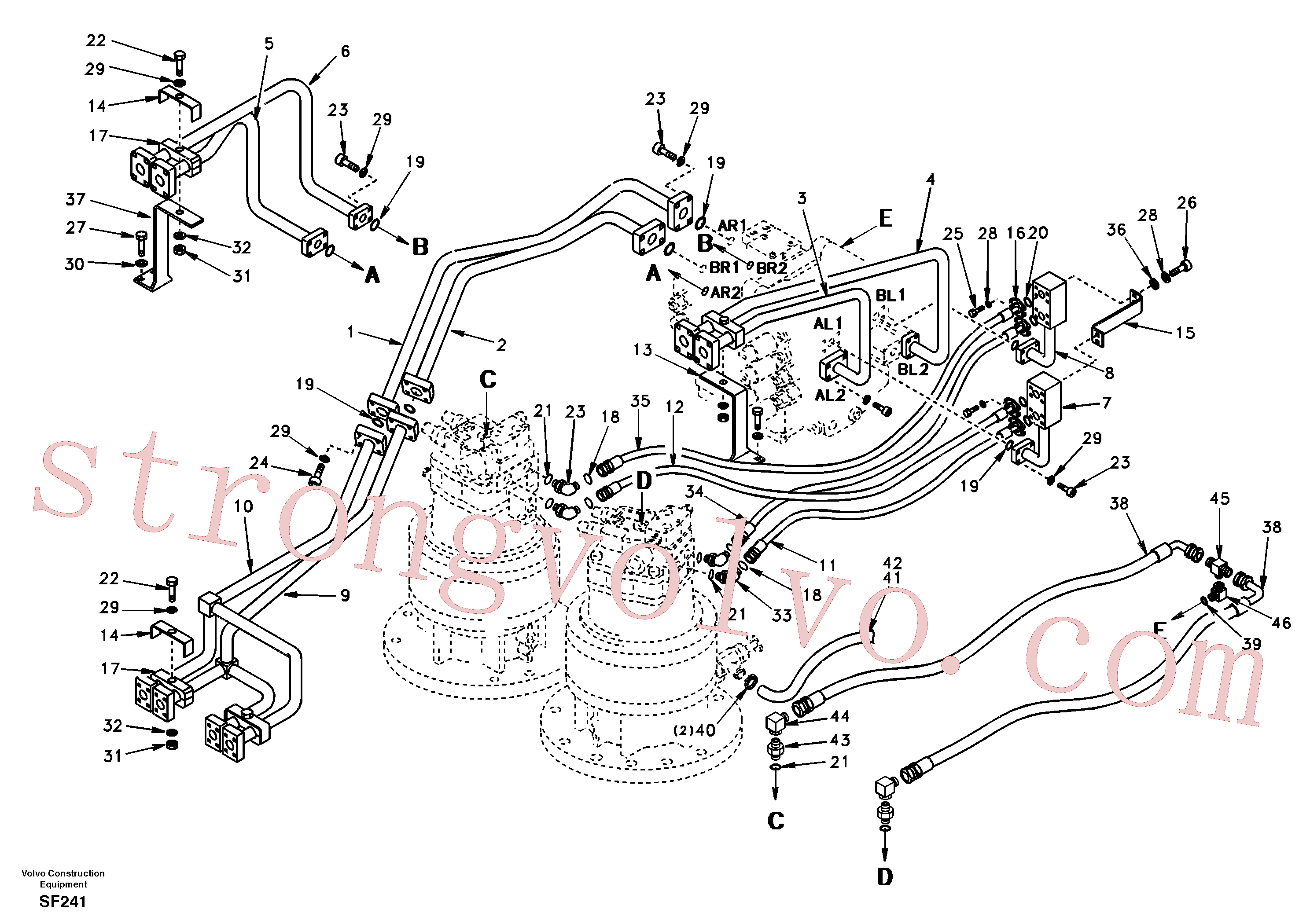 SA9016-11006 Volvo Sistema hidráulico, válvula de comando da lança e articulação(SF241 Montagem)