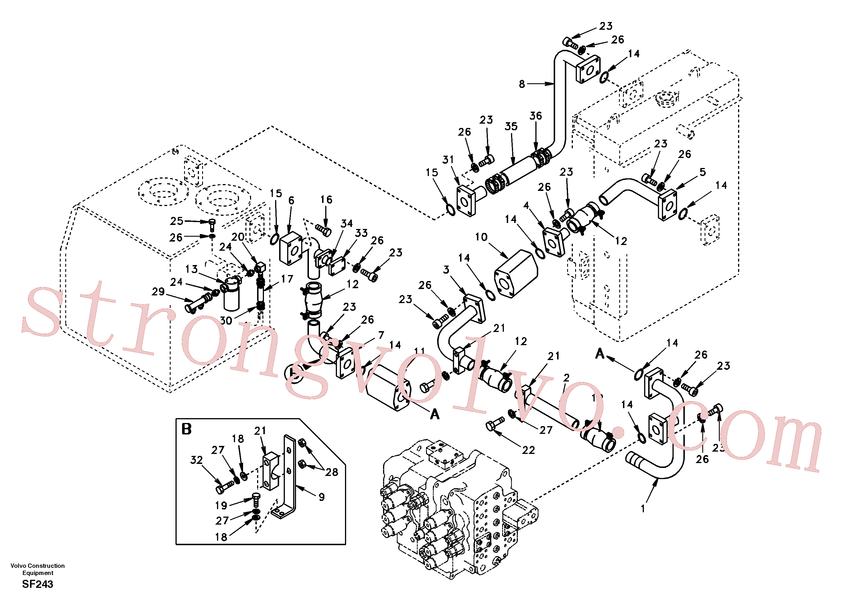 SA1142-03990 Volvo Sistema hidráulico, tanque hidráulico para o refrigerador de óleo hidráulico(SF243 Montagem)