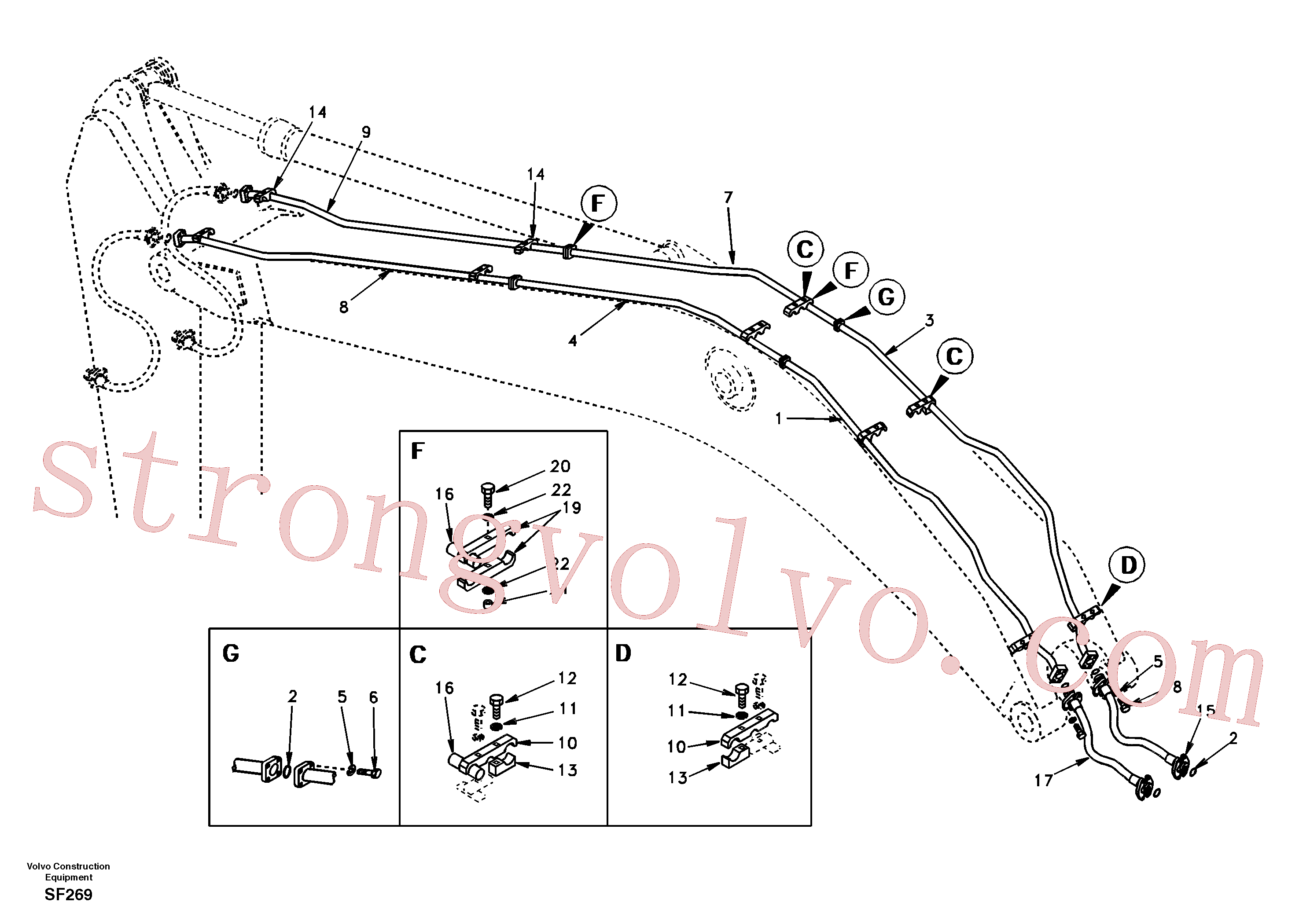 China Made SA9376-04342 Barra Volvo Acessórios para escavadeira