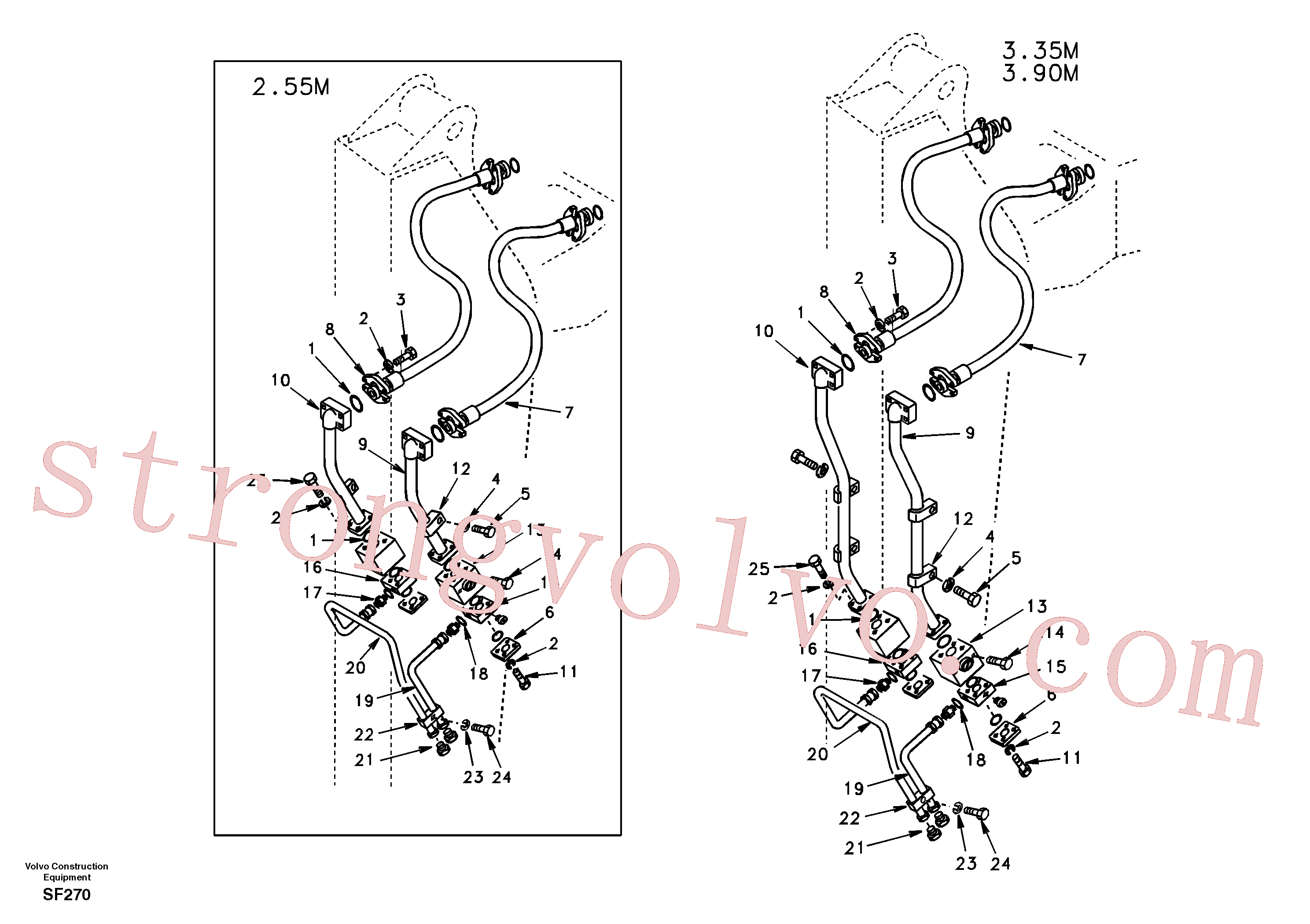 SA9495-17654 Volvo Hidráulica de serviço, martelo e cortador para braço de afundamento(SF270 Montagem)