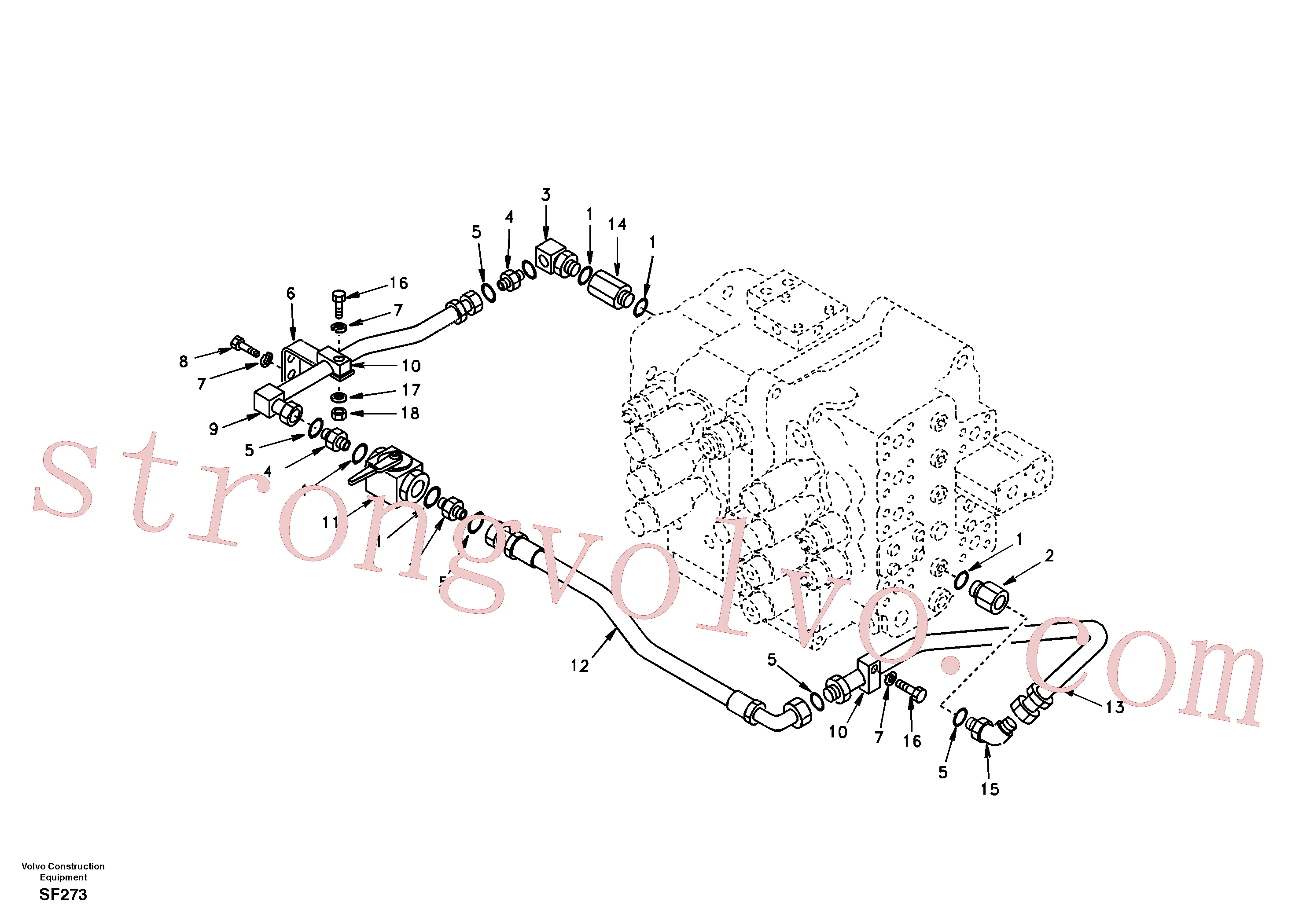 Volvo SA9403-36612 Hose Volvo Acessórios para escavadeira