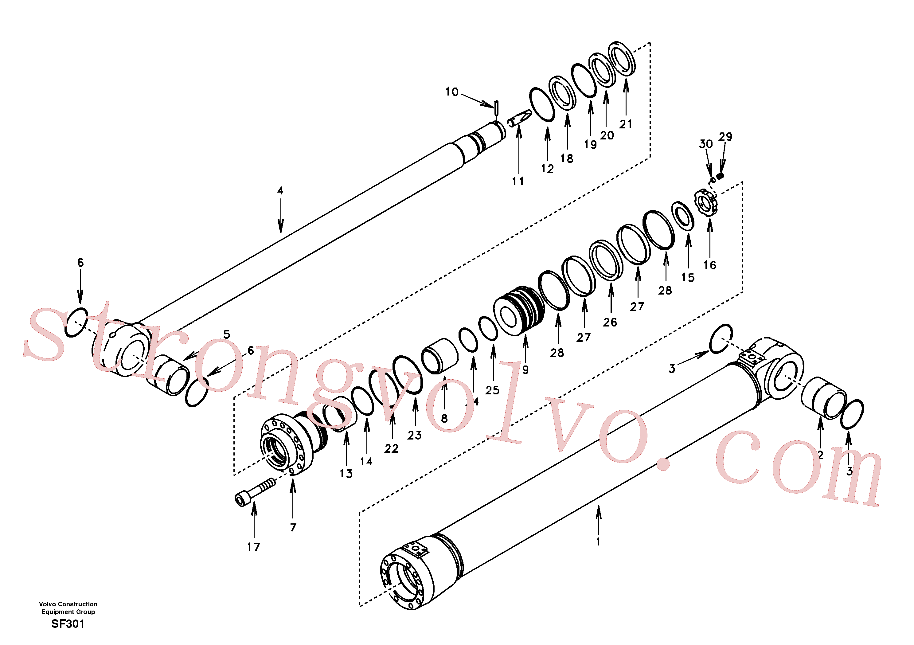 Atacado SA1146-07520 Dipper Arm Cylinder Volvo escavadeira