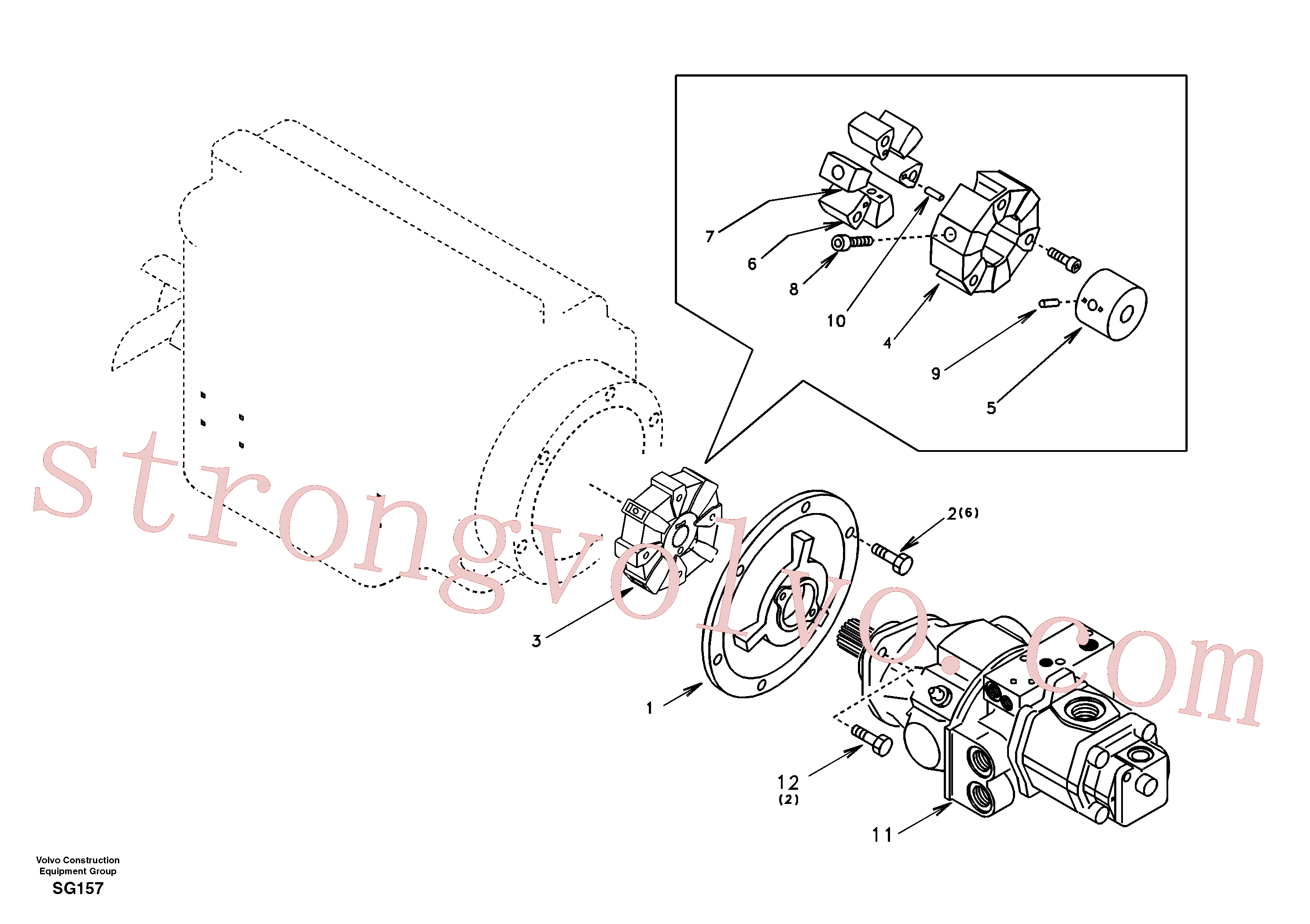SA1112-30470 Volvo Caixa de engrenagens da bomba com peças de montagem(SG157 Montagem)