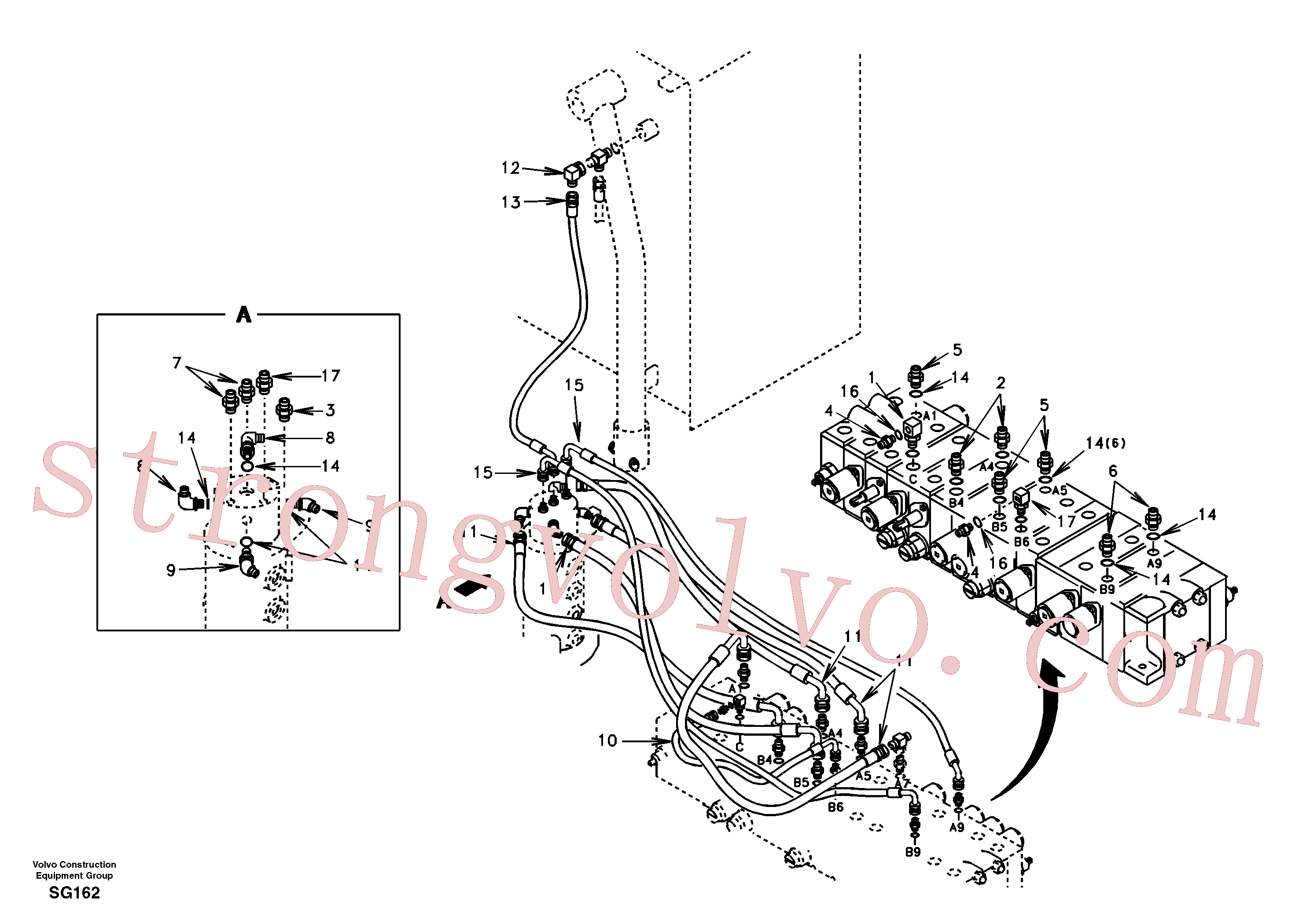 SA9414-11030 Volvo Linha da rótula, válvula de comando à rótula(SG162 Montagem)
